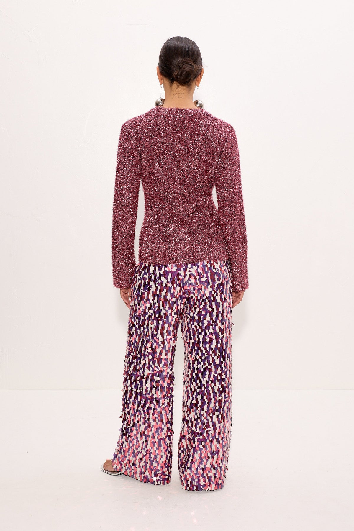 Briar Tinsel Knit Cardigan In Metallic Pink