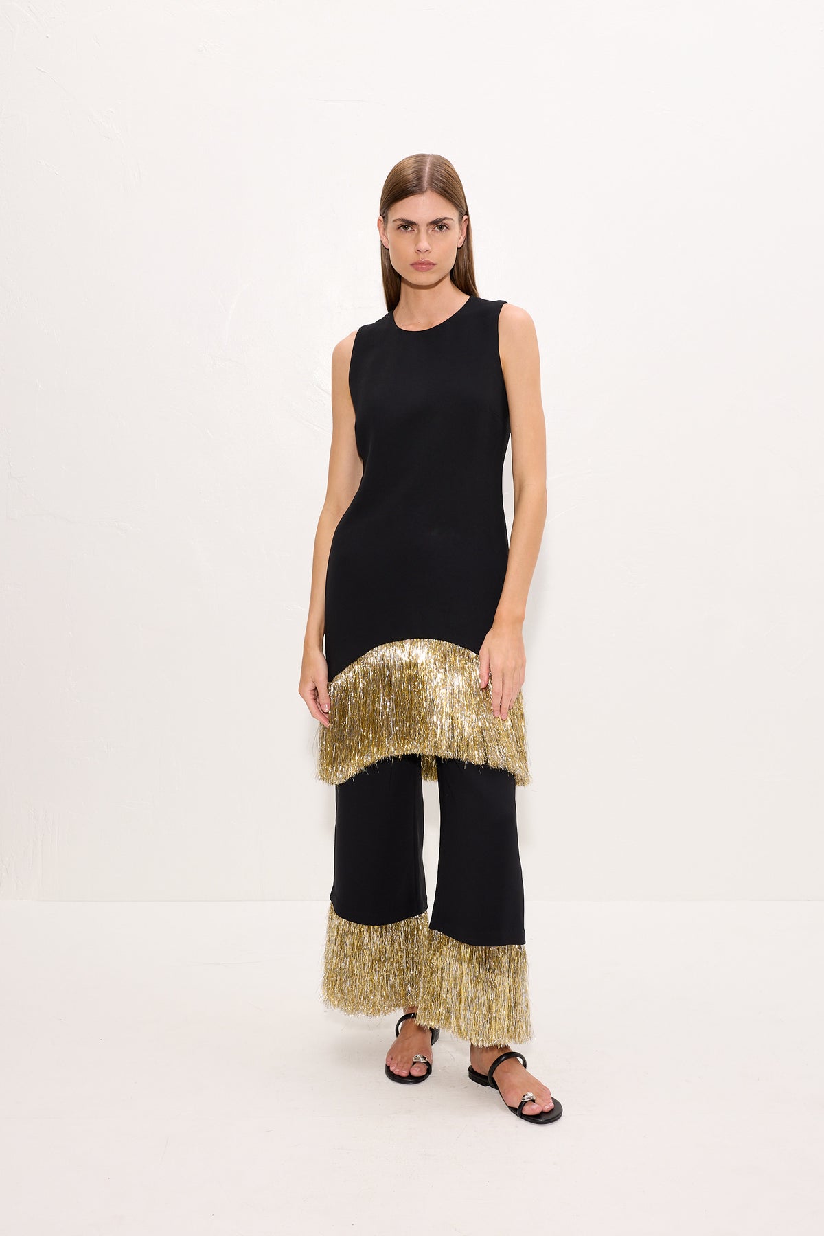 Nella Fringe Pant In Black