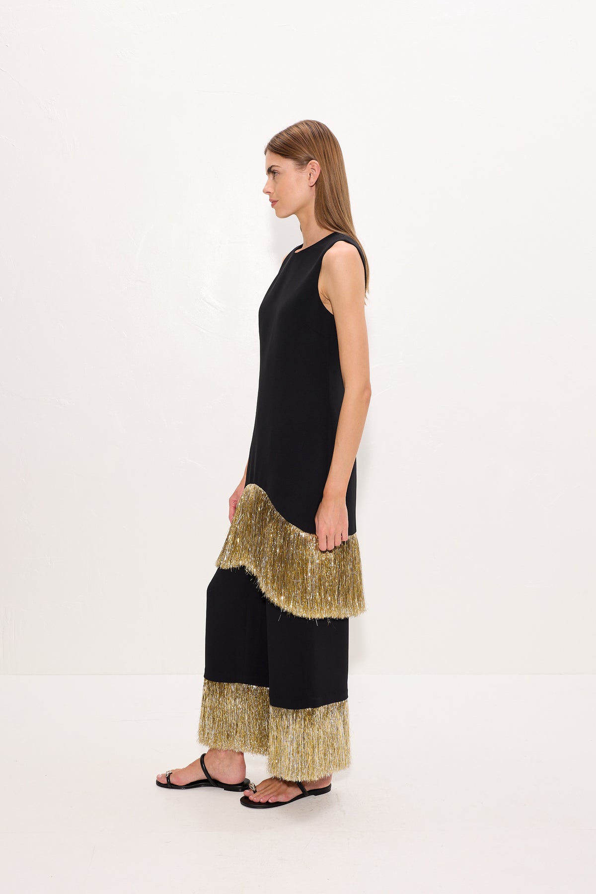 Nella Fringe Pant In Black