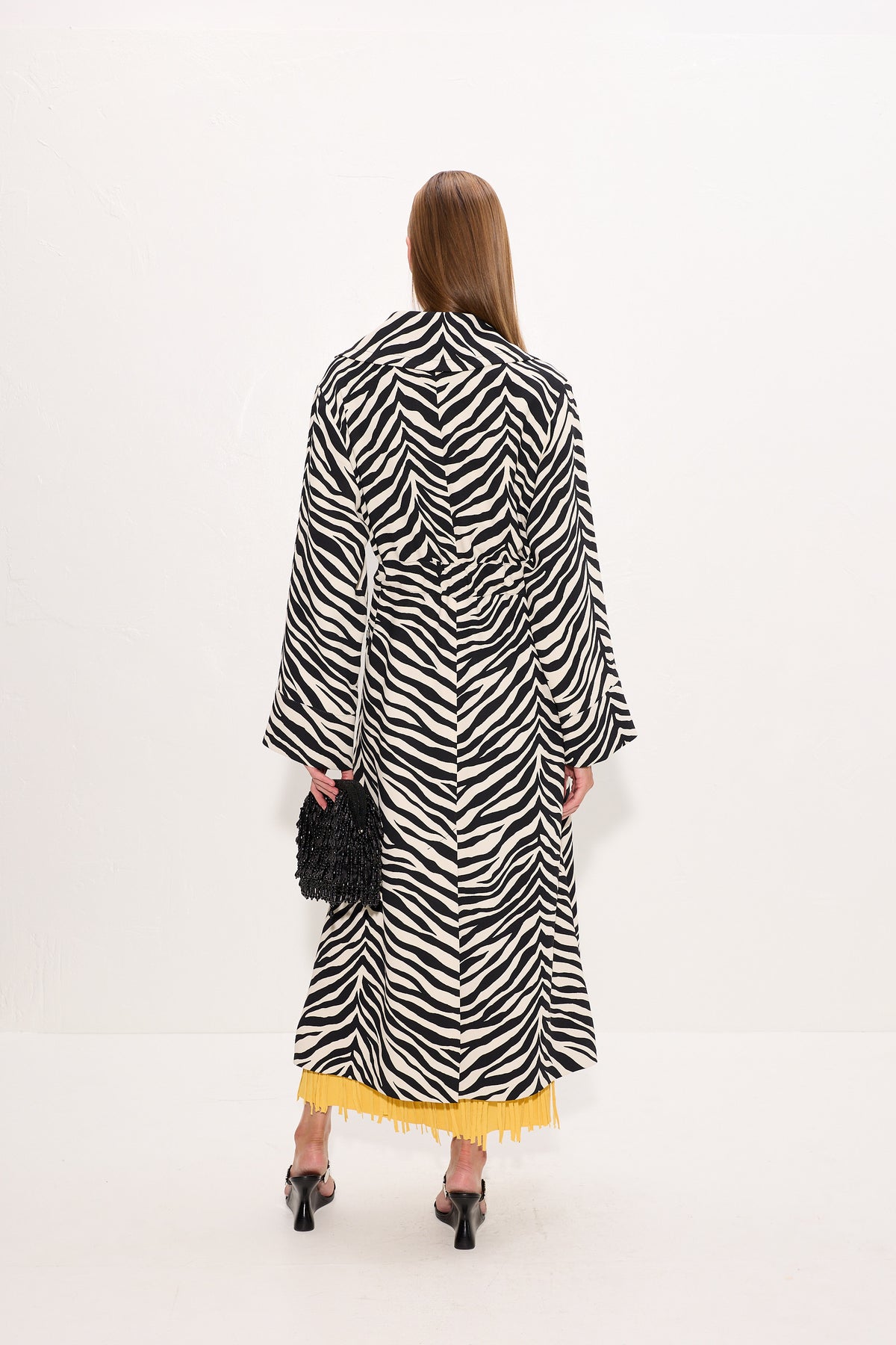 Djinn Crepe Robe Coat In Zebra Print