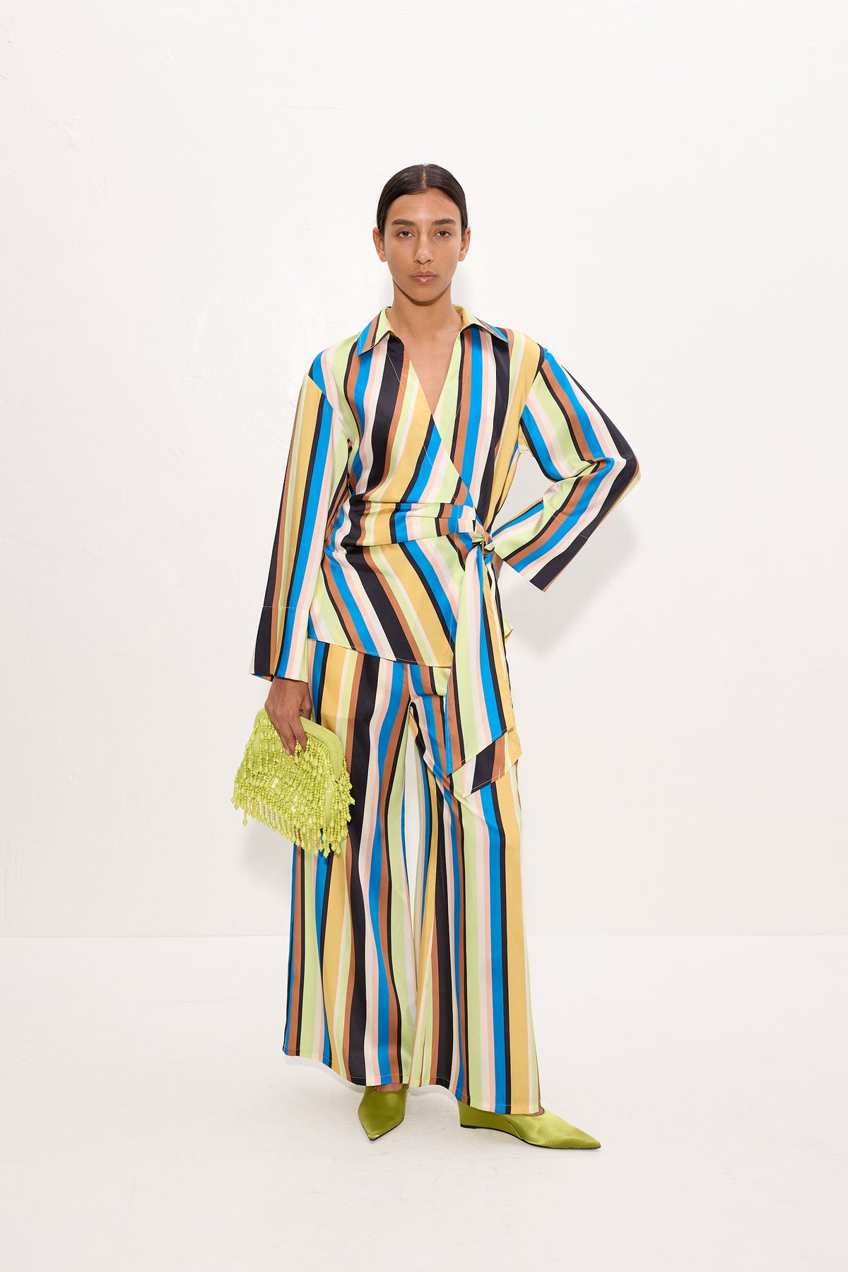 Nella Wide Leg Pant In Ocean Stripe
