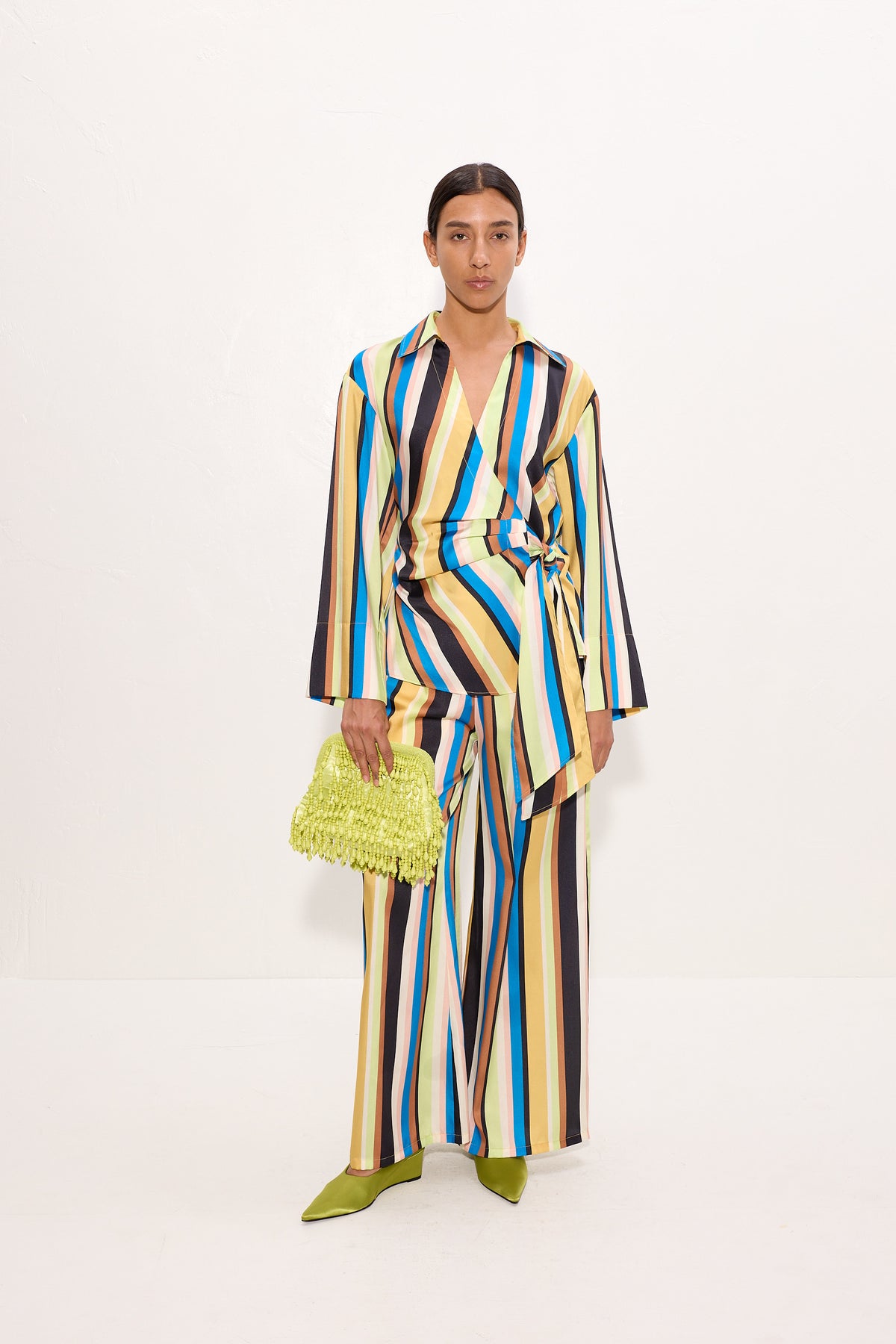 Vietta Twill Top In Ocean Stripe