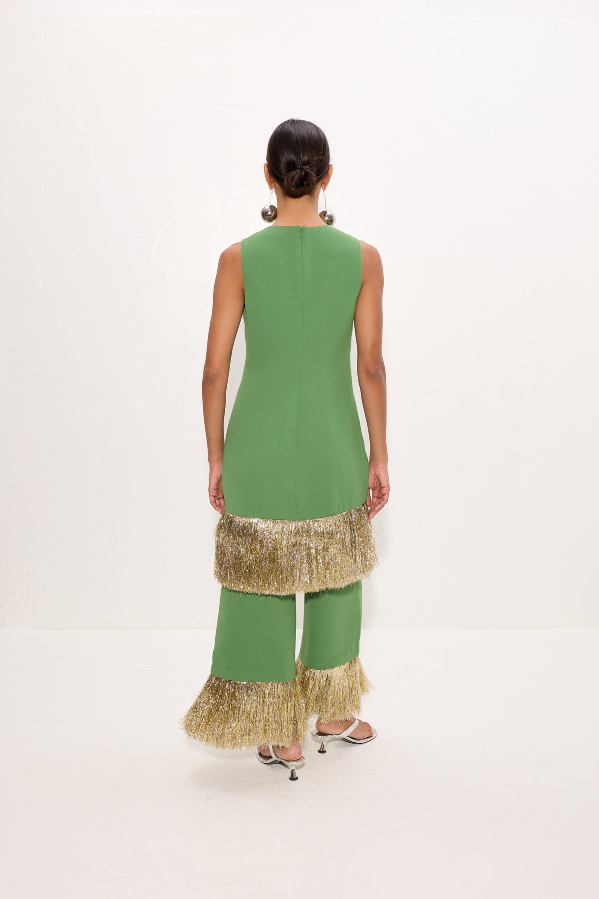Nella Fringe Pant In Spruce Green