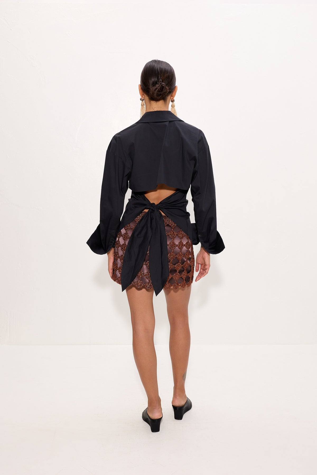 Zera Crochet Mini Skirt In Copper/Choco Brown