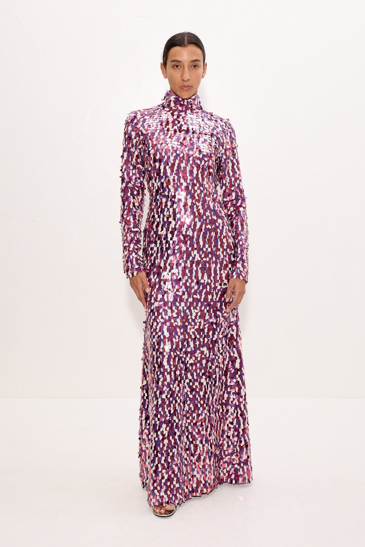 Sculpty Sequin Dress In Berry Mosaic