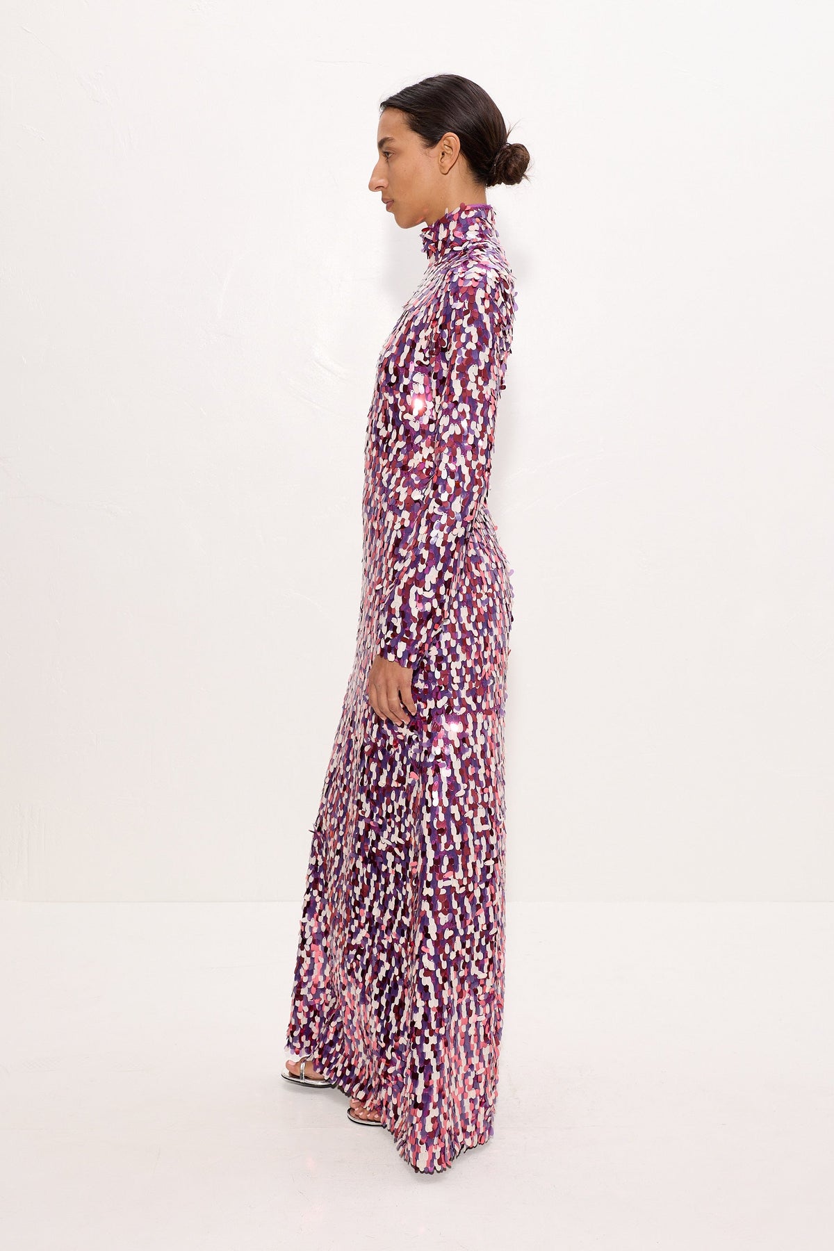 Sculpty Sequin Dress In Berry Mosaic