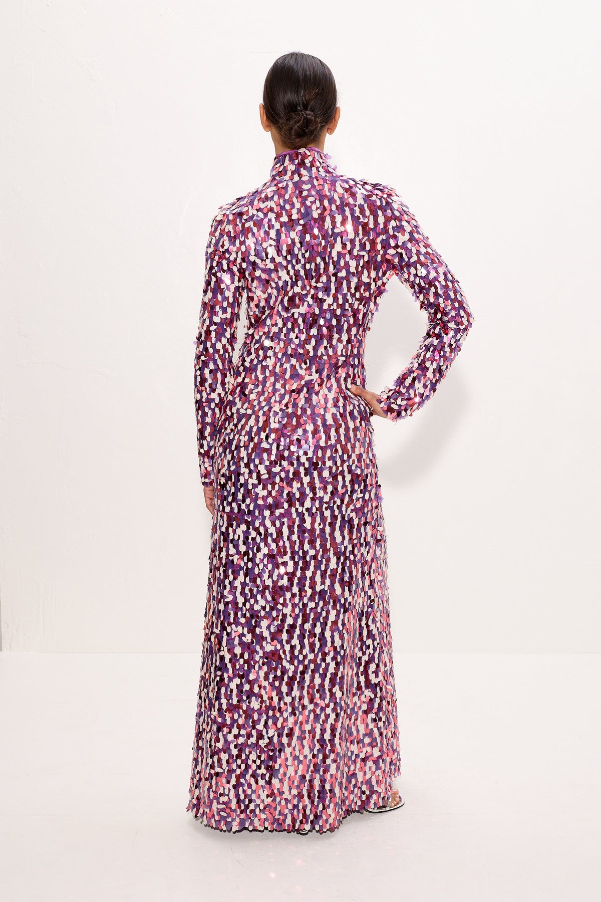 Sculpty Sequin Dress In Berry Mosaic