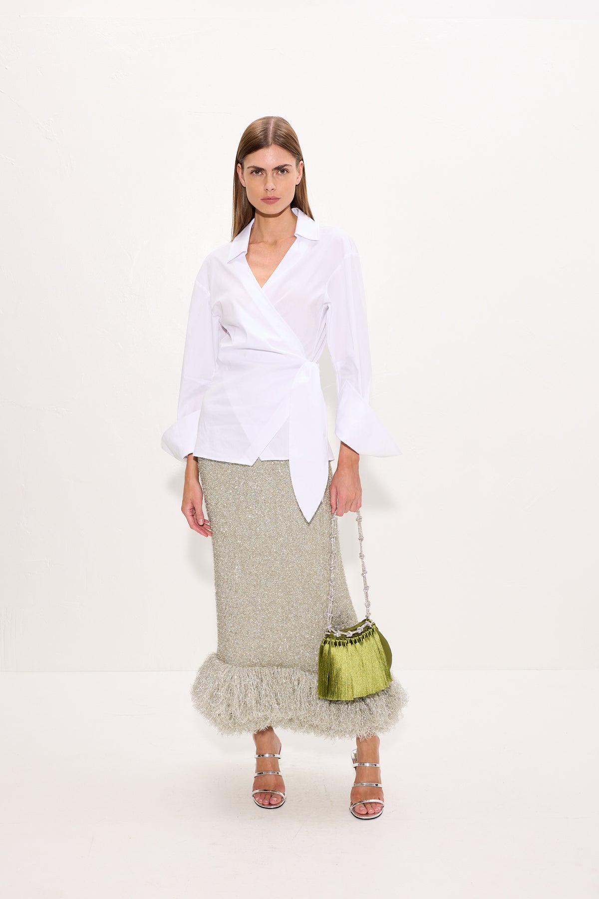 Brink Tinsel Knit Skirt In Satellite Silver