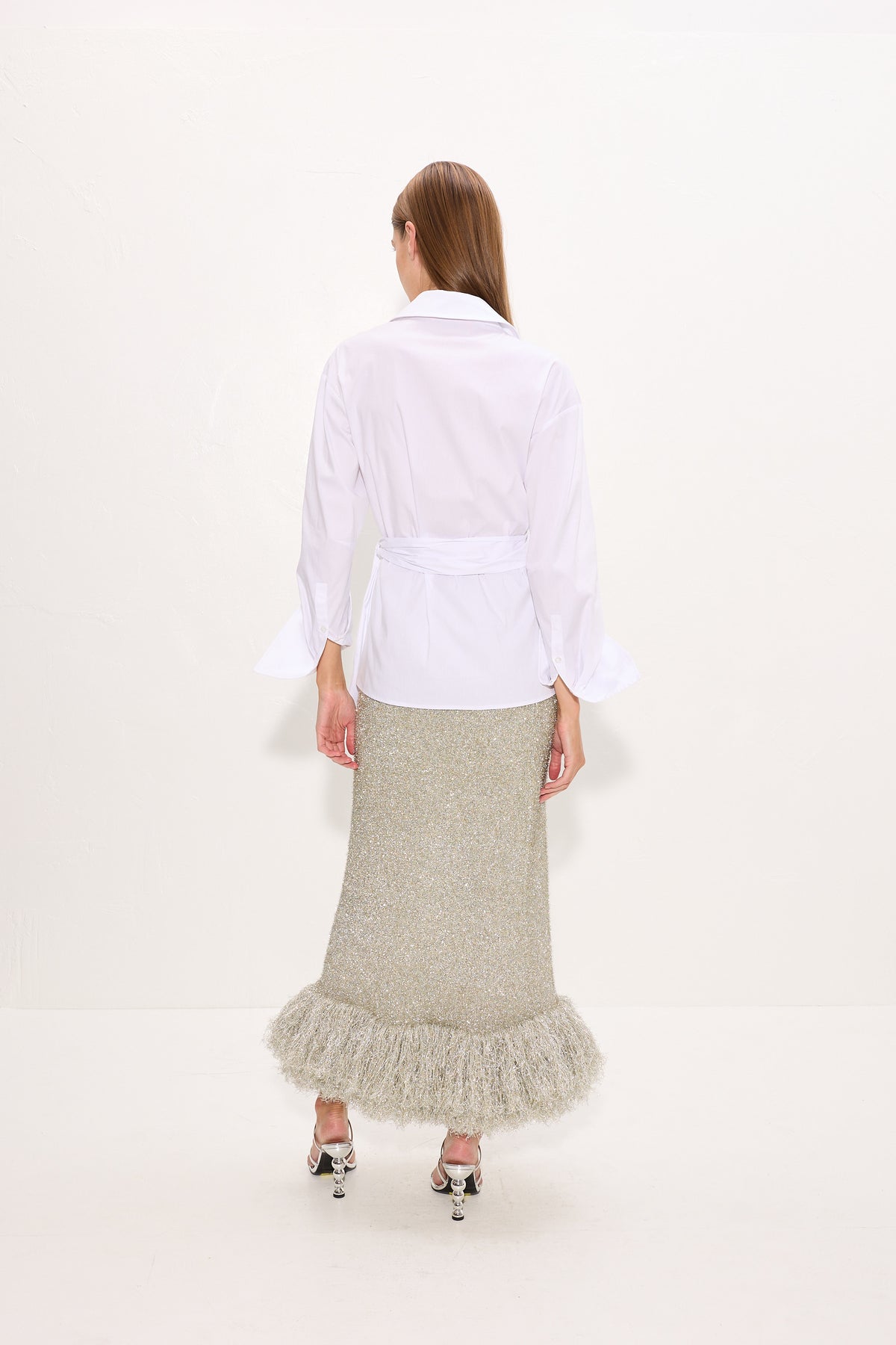 Brink Tinsel Knit Skirt In Satellite Silver