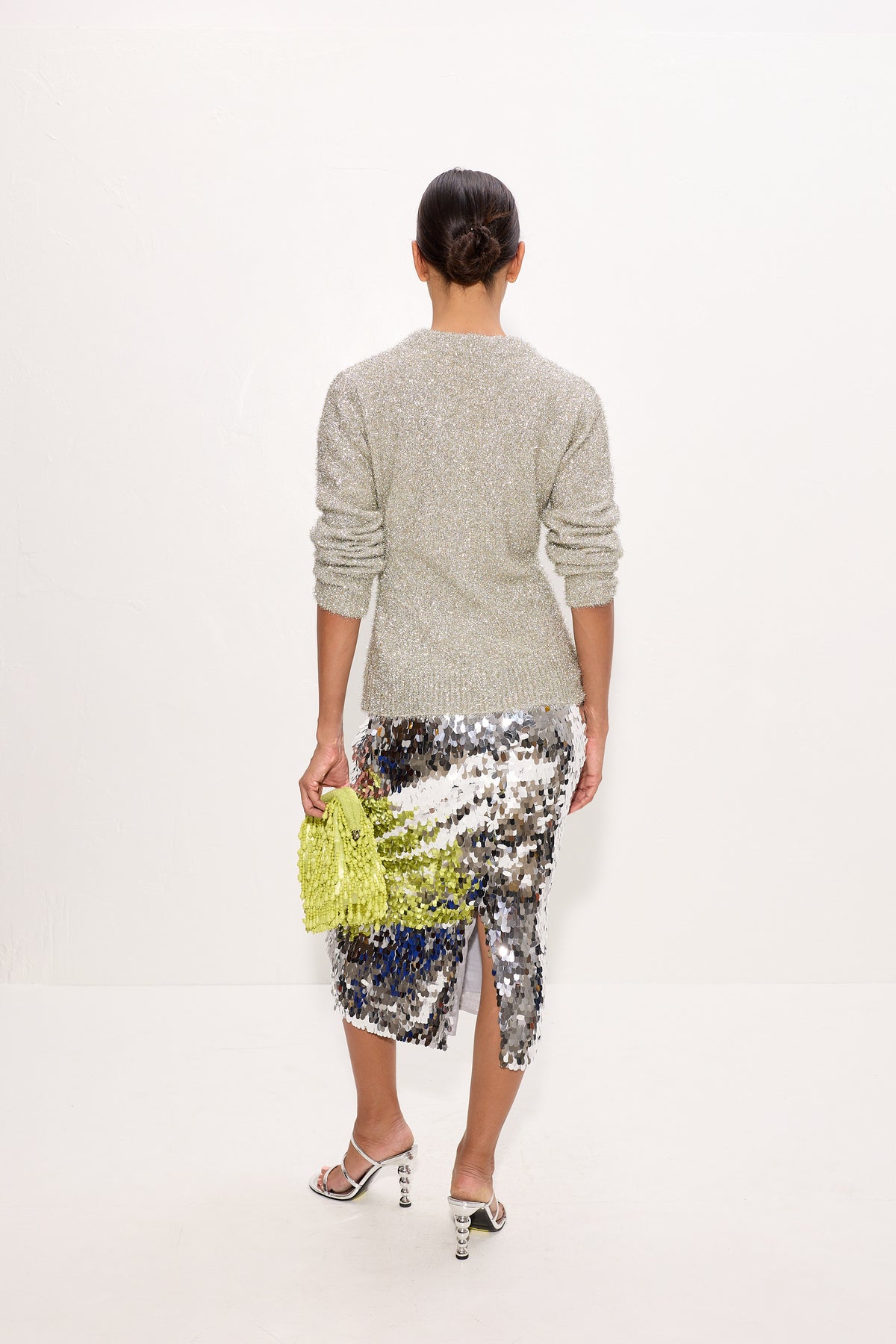 Mia Sequin Skirt In Satelitte Silver