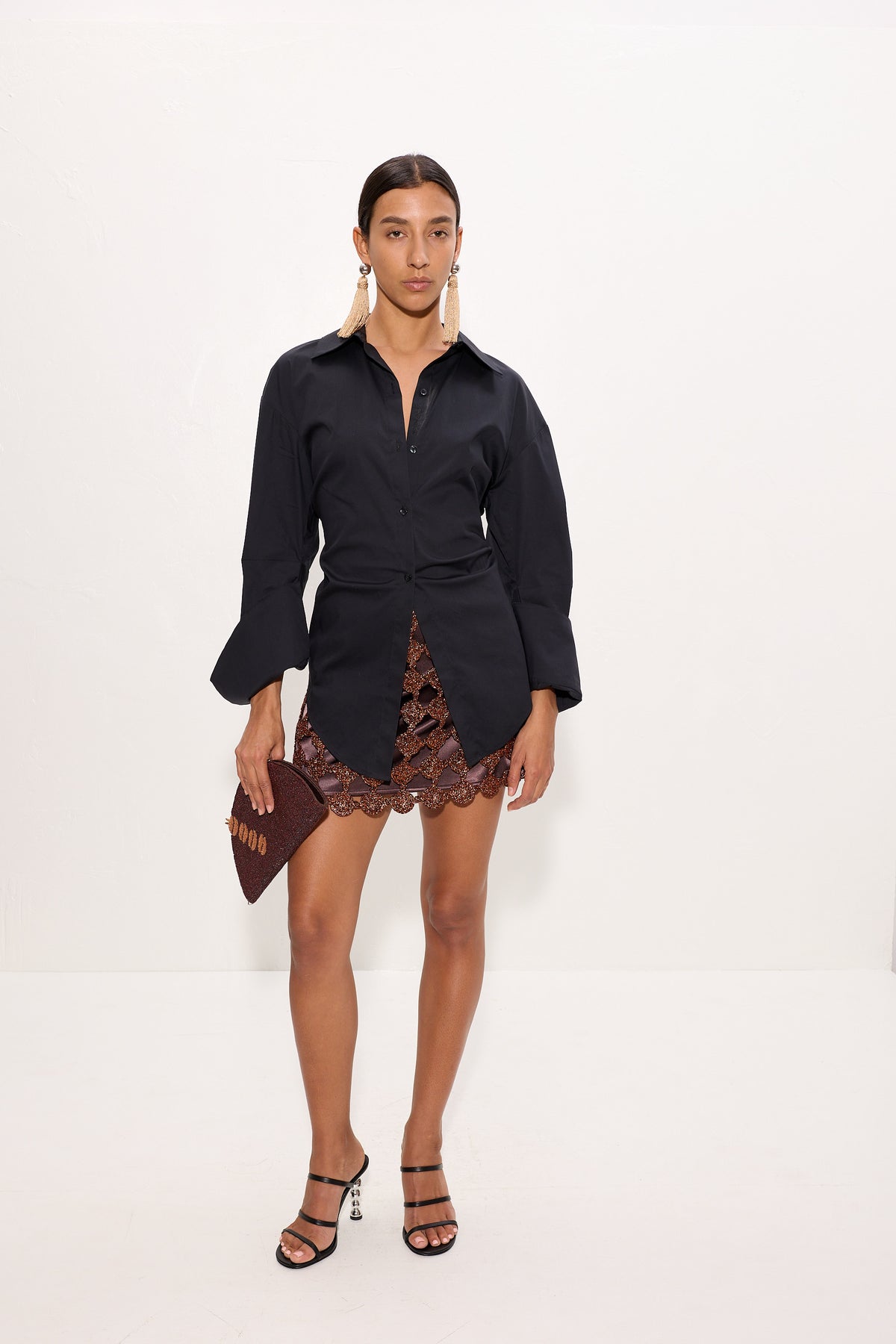 Loch Poplin Button Up In Black