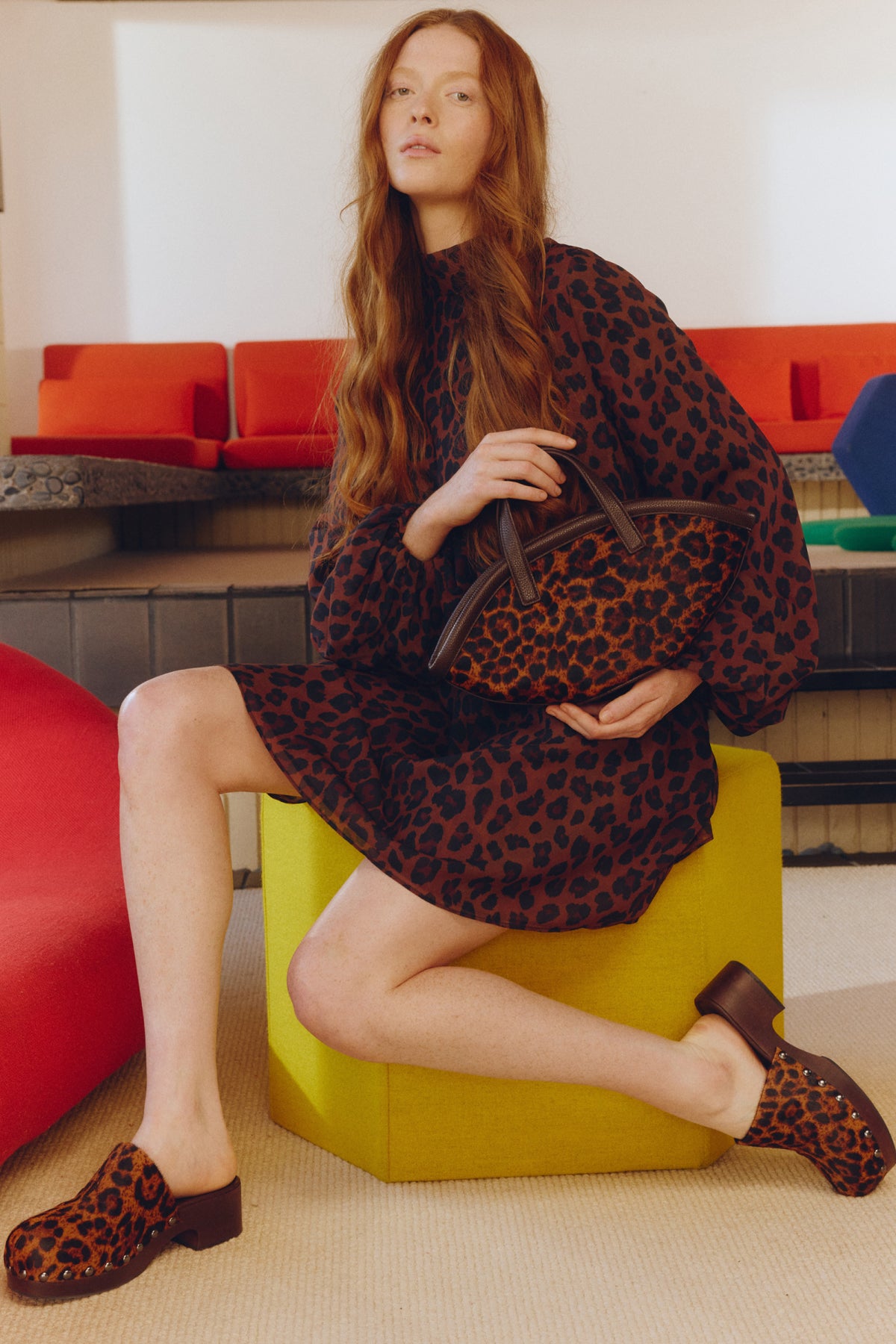 Joplin Chiffon Mini Dress In Choco Brown Leopard