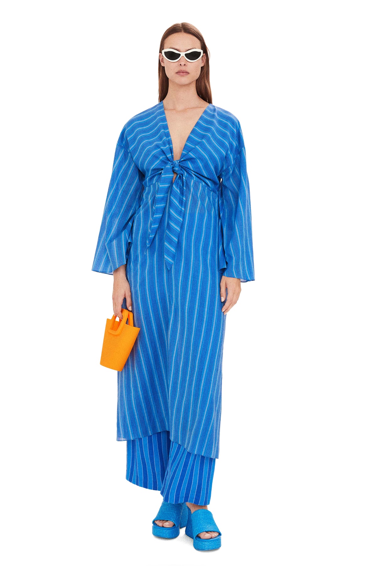 SM X MANGO Agua Dress in Blue Stripe