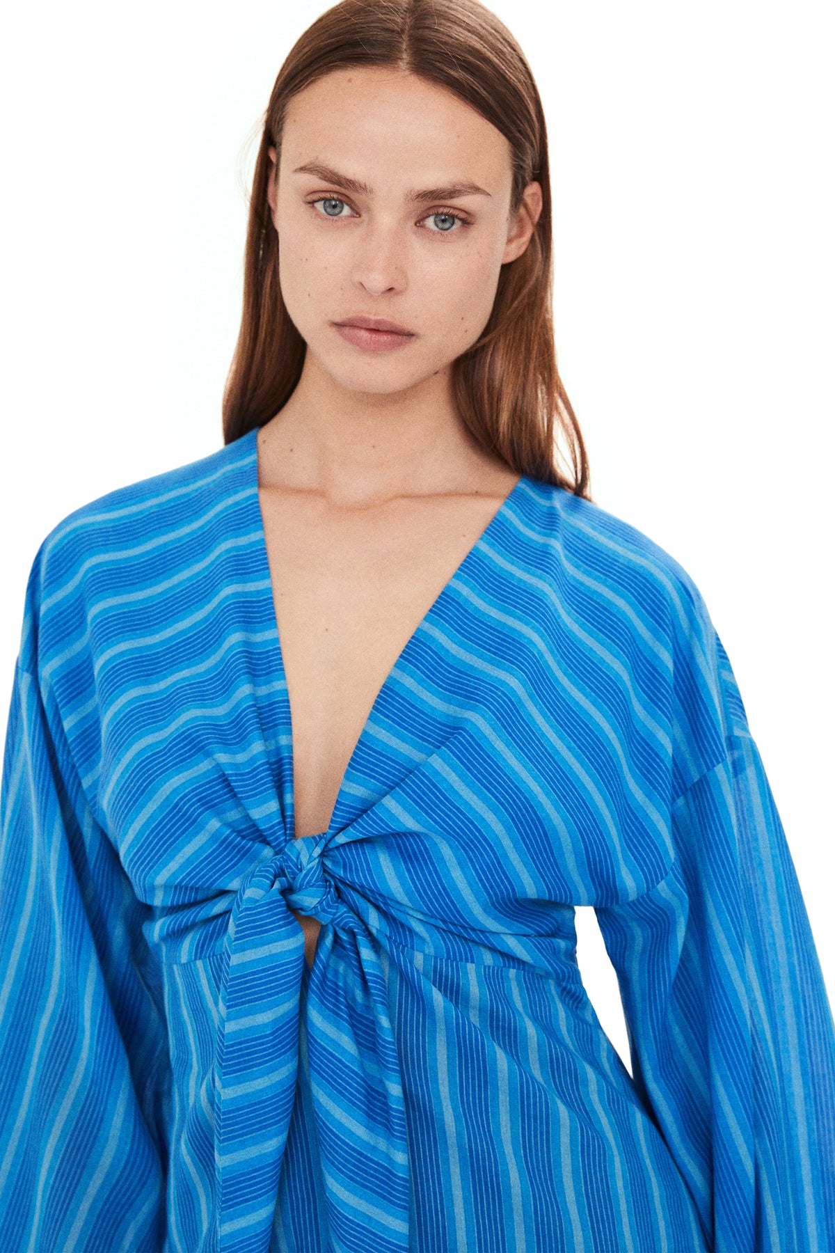 SM X MANGO Agua Dress in Blue Stripe