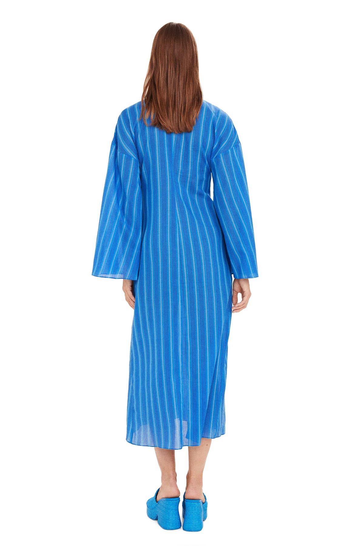 SM X MANGO Agua Dress in Blue Stripe