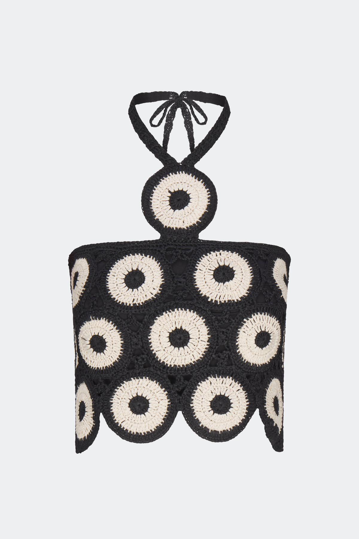 Atlas Crochet Top In Cream/Black