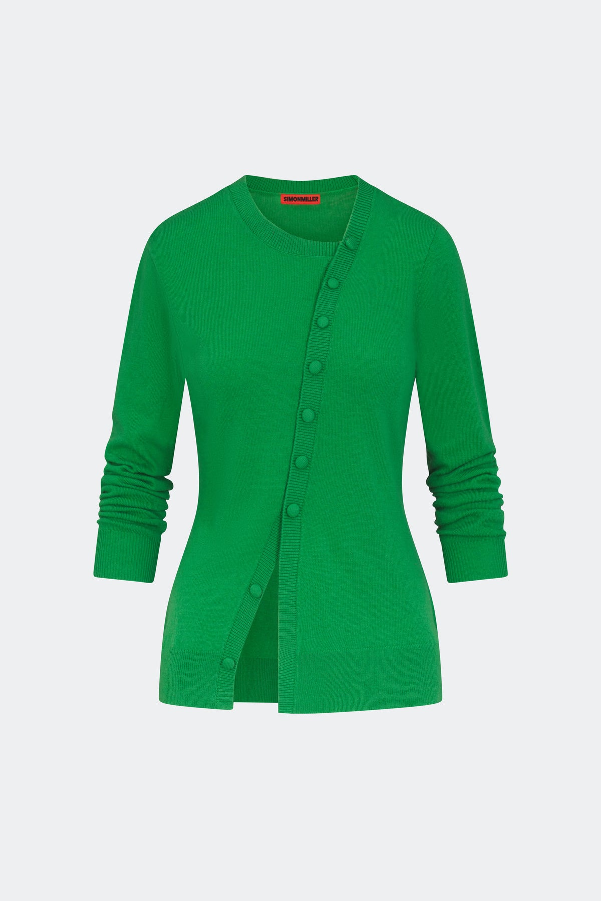 Ada Asymmetrical Cardigan In Grass Green