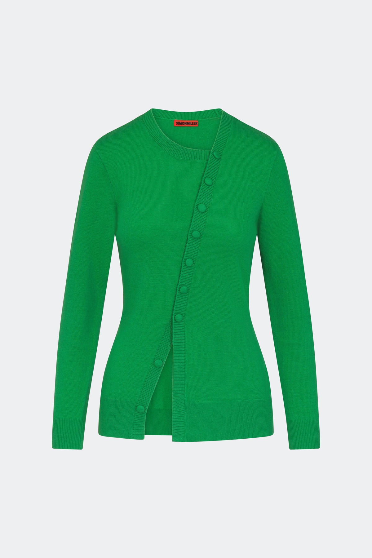 Ada Asymmetrical Cardigan In Grass Green