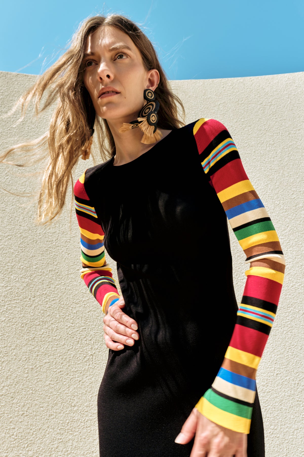 Adri Knit Maxi Dress In Black/Multi Stripe