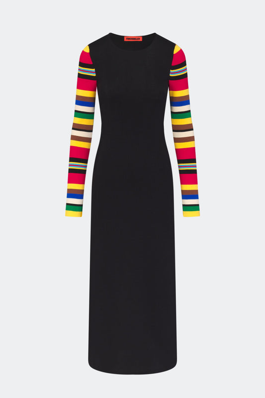 Adri Knit Maxi Dress In Black/Multi Stripe