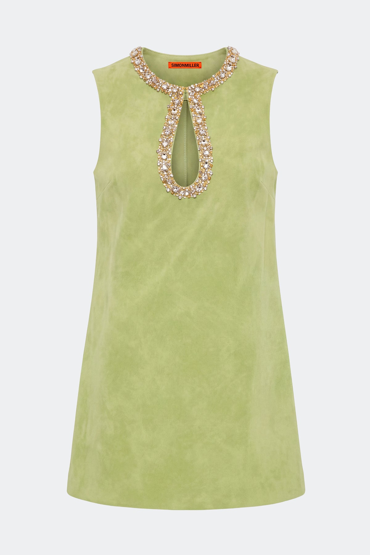 Amara Vegan Suede Mini Dress In Chartreuse
