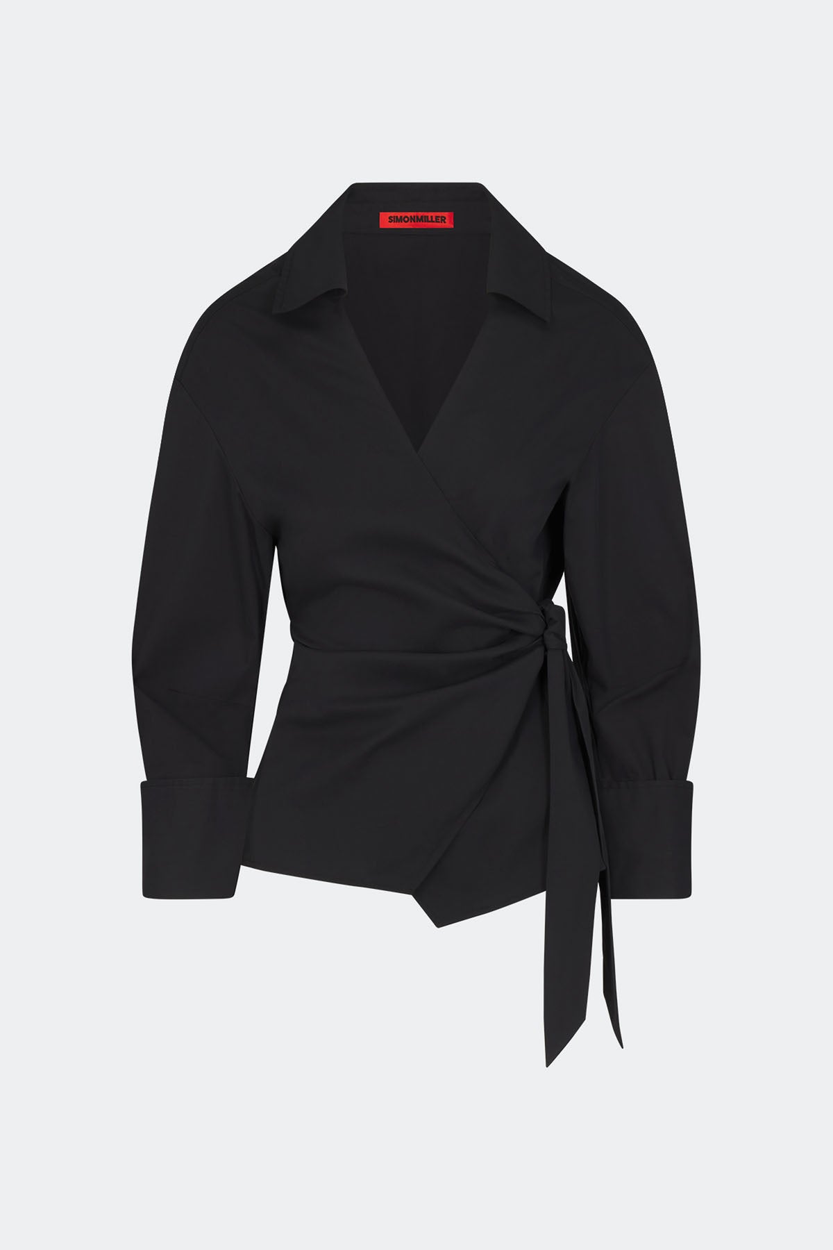 Anya Poplin Wrap Top In Black
