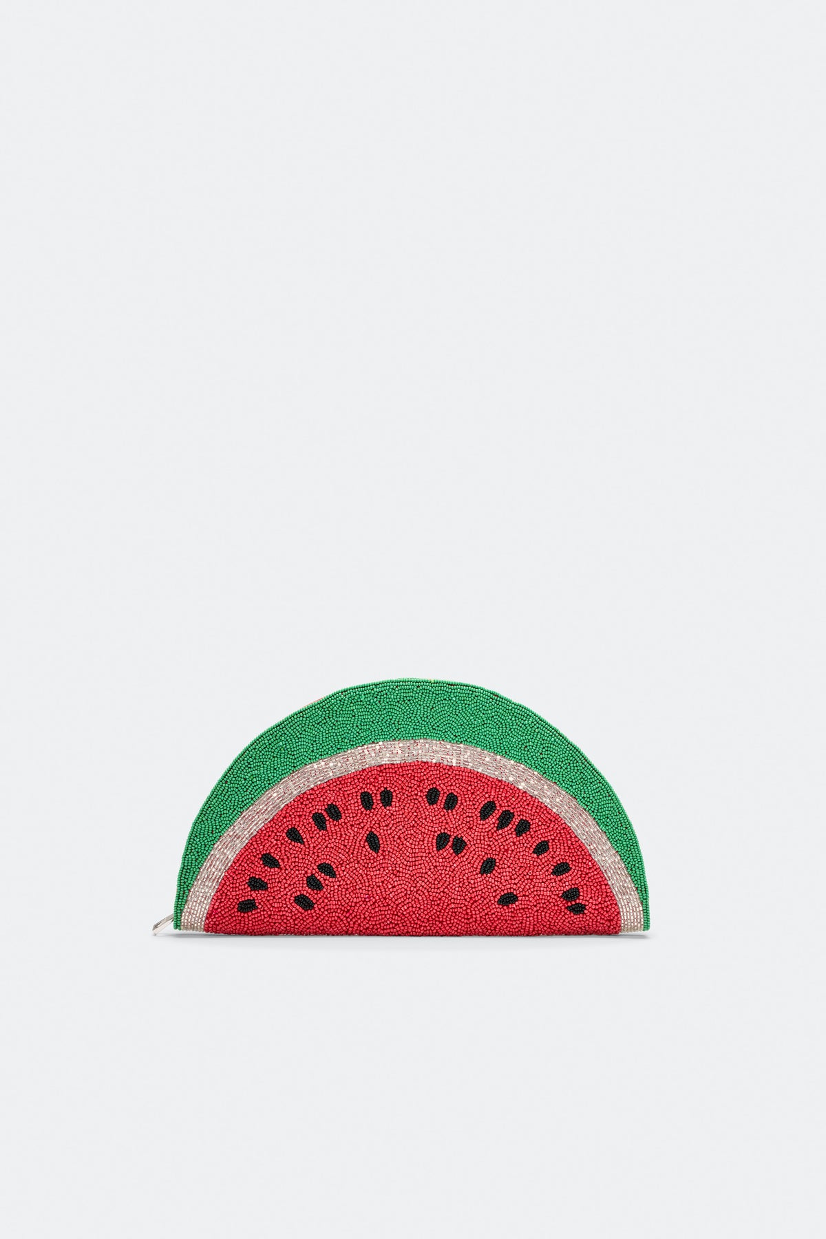 Beaded Lune Clutch in Watermelon