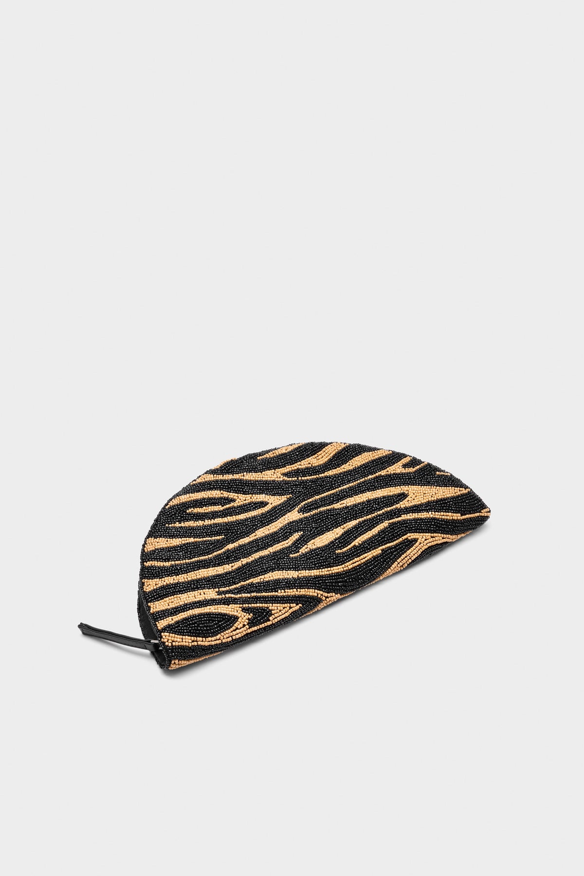Beaded Lune Clutch In Brown Zebra