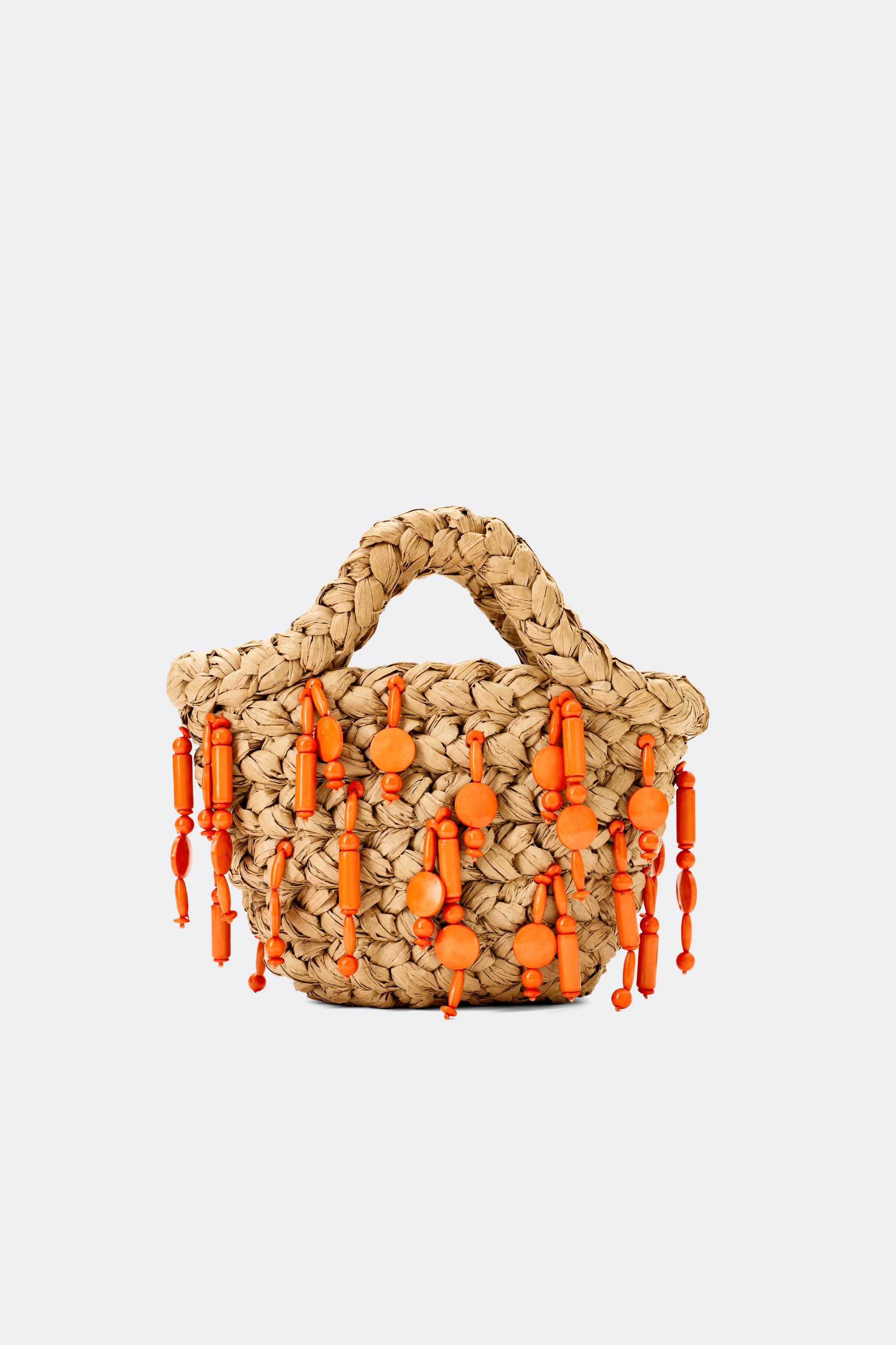 Beaded Shelly Bag In Natural/Orange