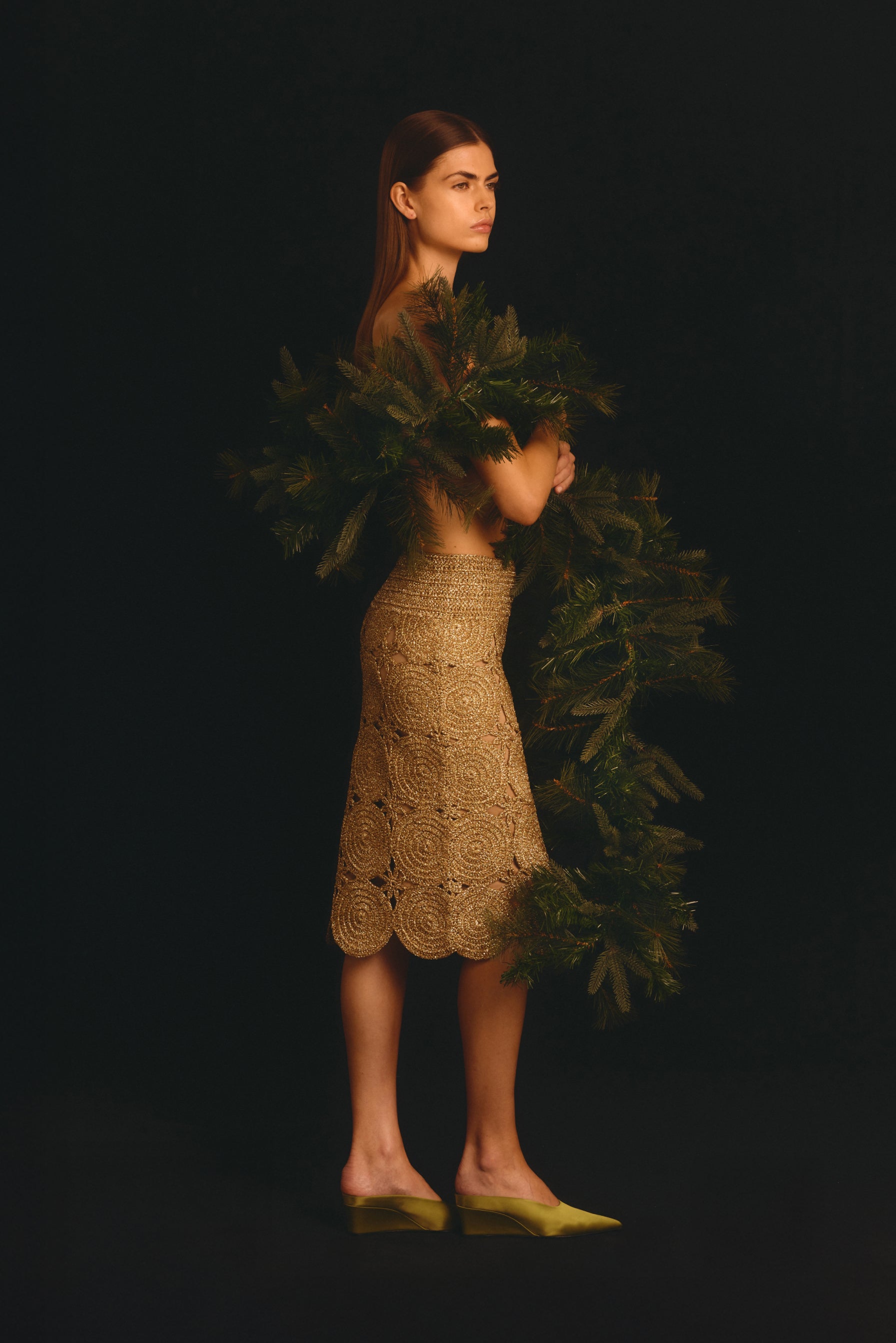 Beep Beep Midi Skirt In Star Gold