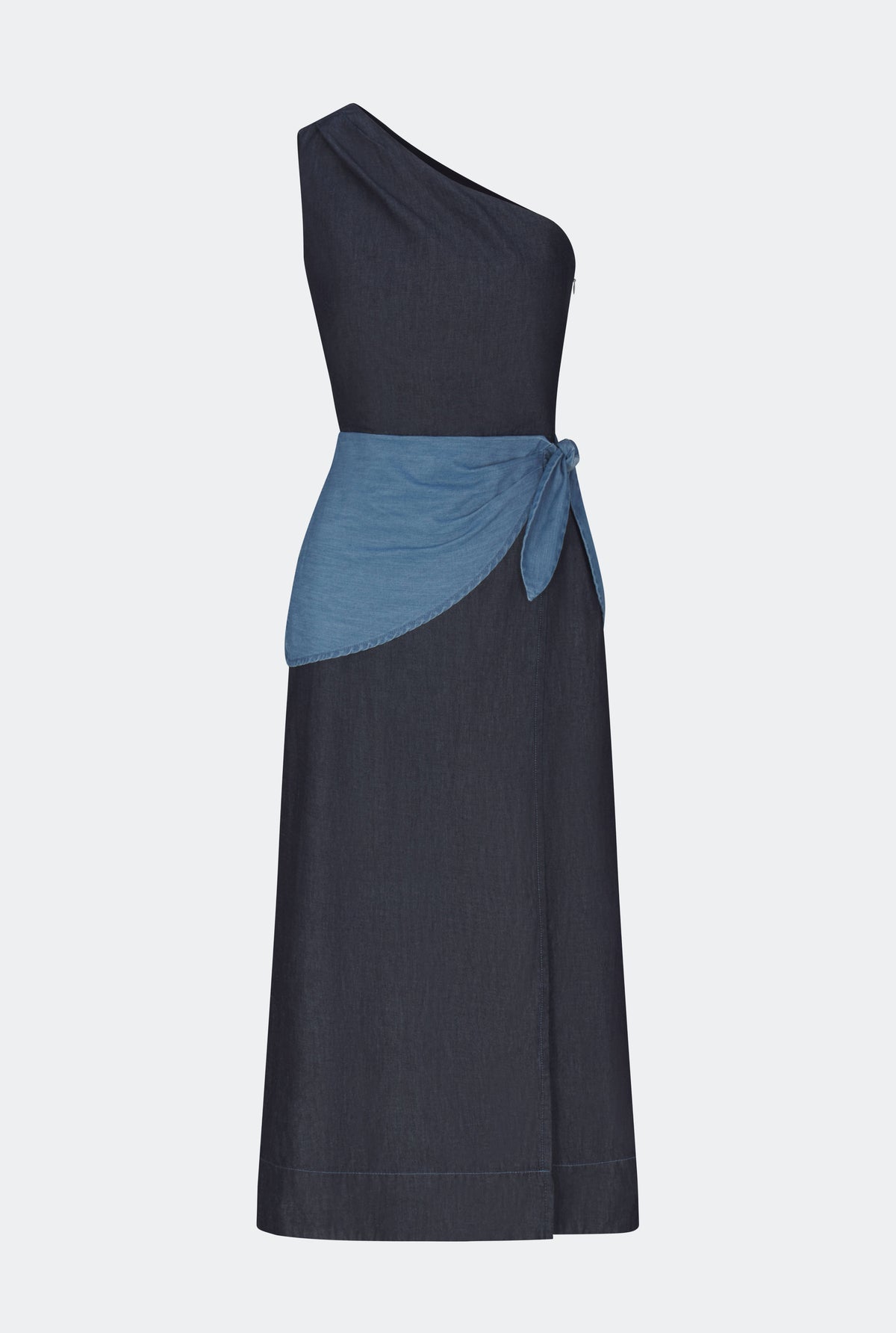 Belem Chambray Midi Dress in Indigo Combo