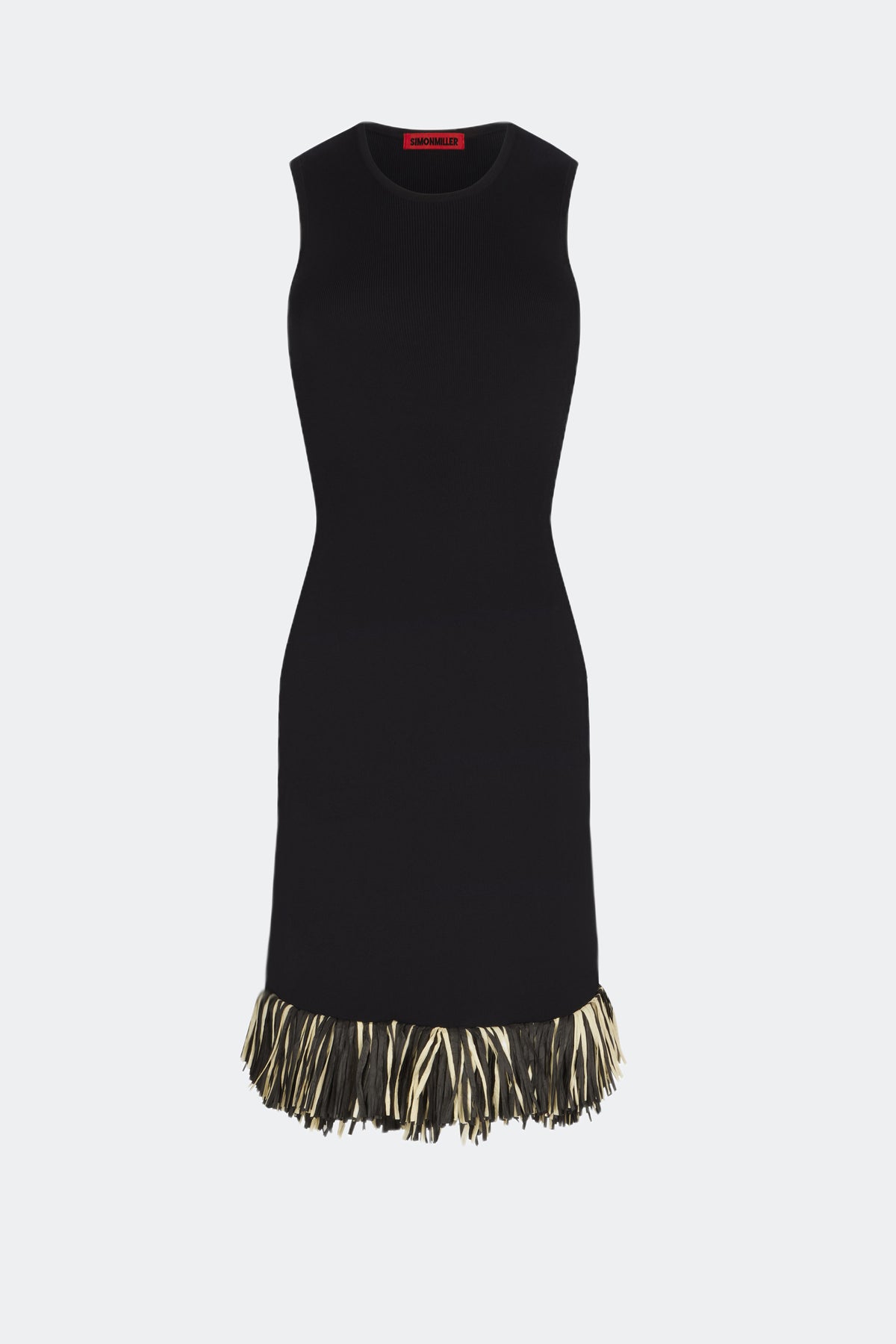 Boa Raffia Midi Dress in Black