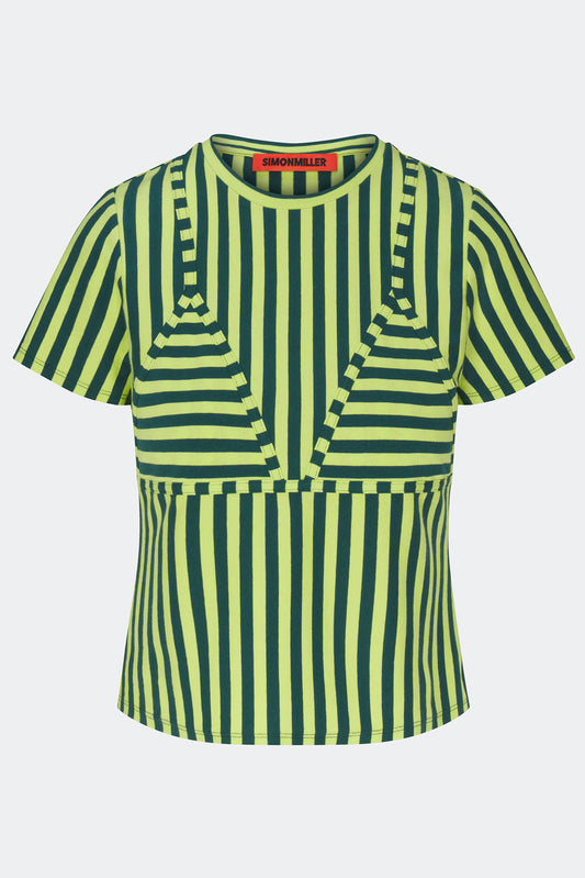 Kini Striped Tee In Lime Stripe