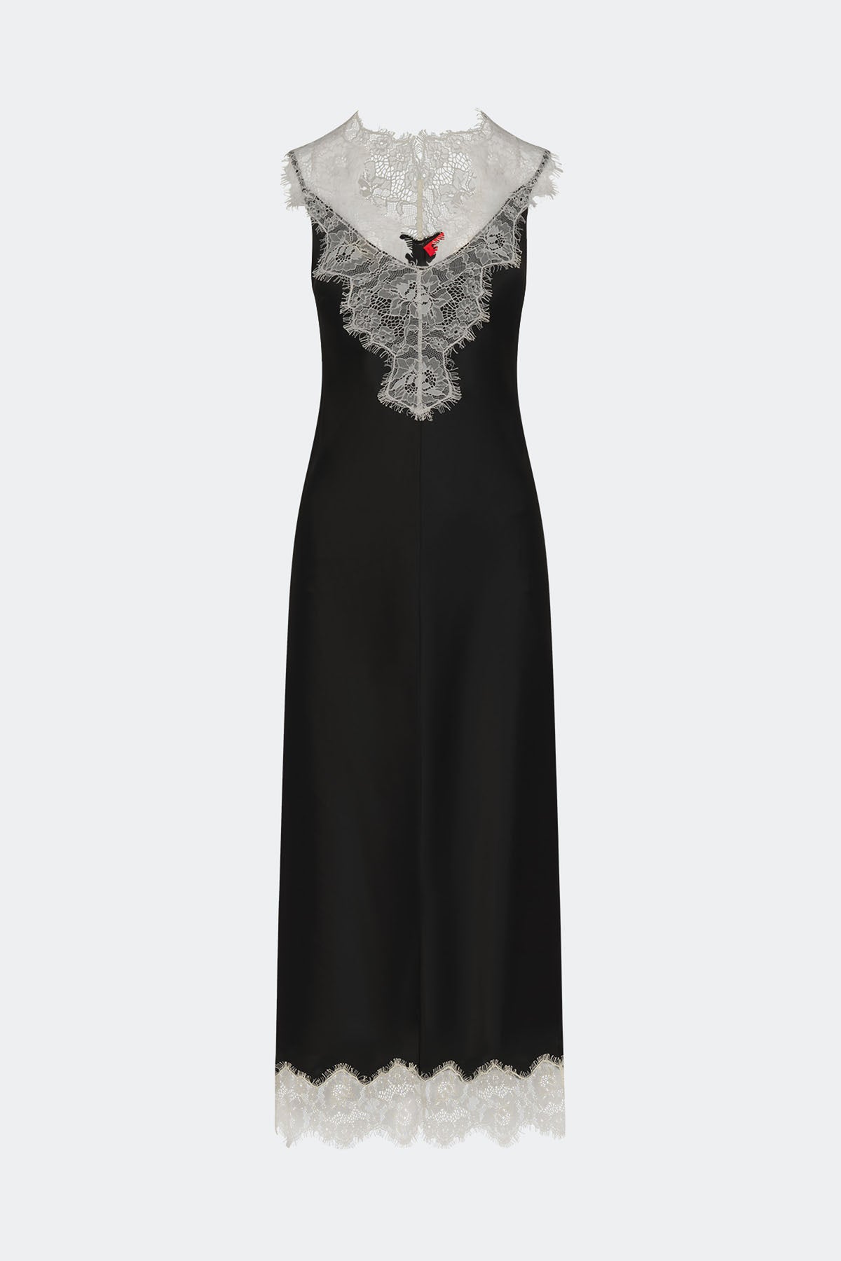 Bea Satin Lace Midi Dress In Black