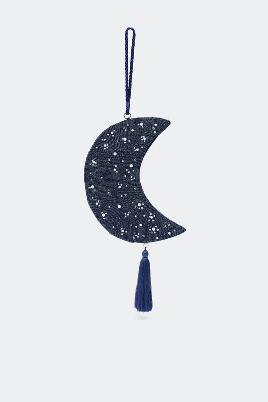 Beaded Crescent Wristlet In Navy