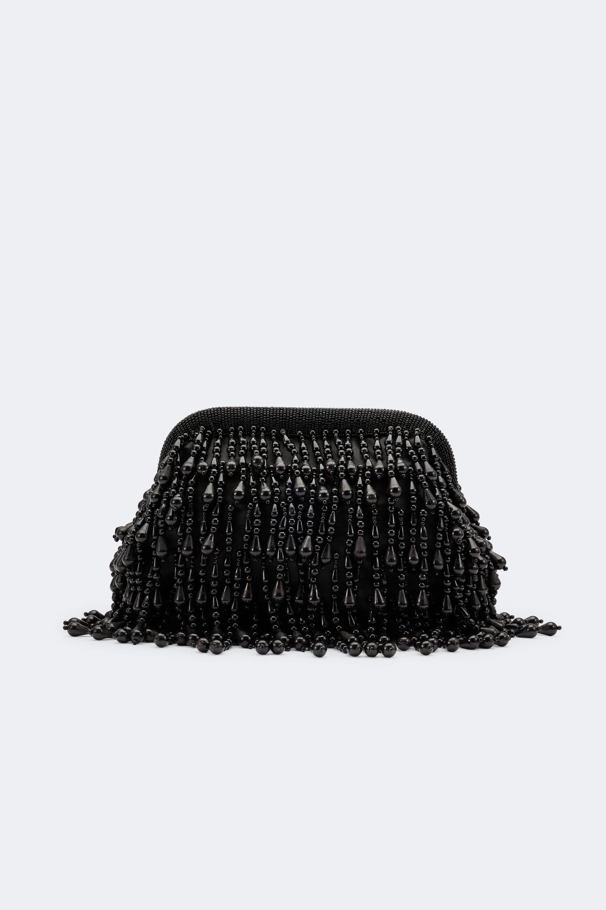 Beaded Drop Clutch In Black