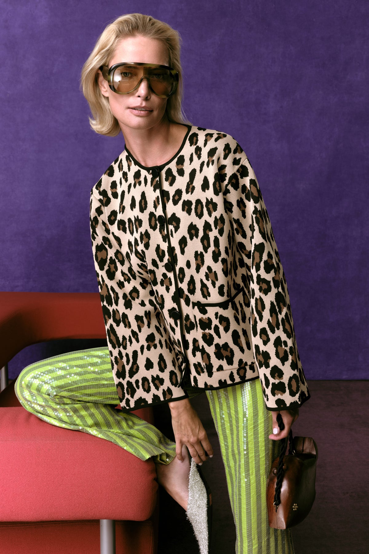 Beaux Knit Cardigan In Cheetah Scramble