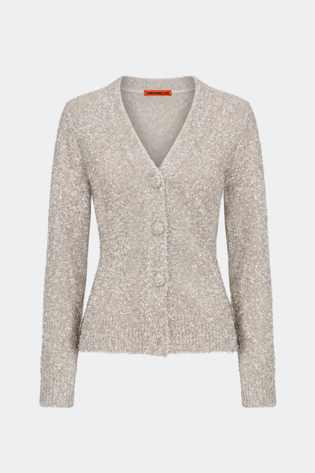 Briar Tinsel Knit Cardigan In Satellite Silver