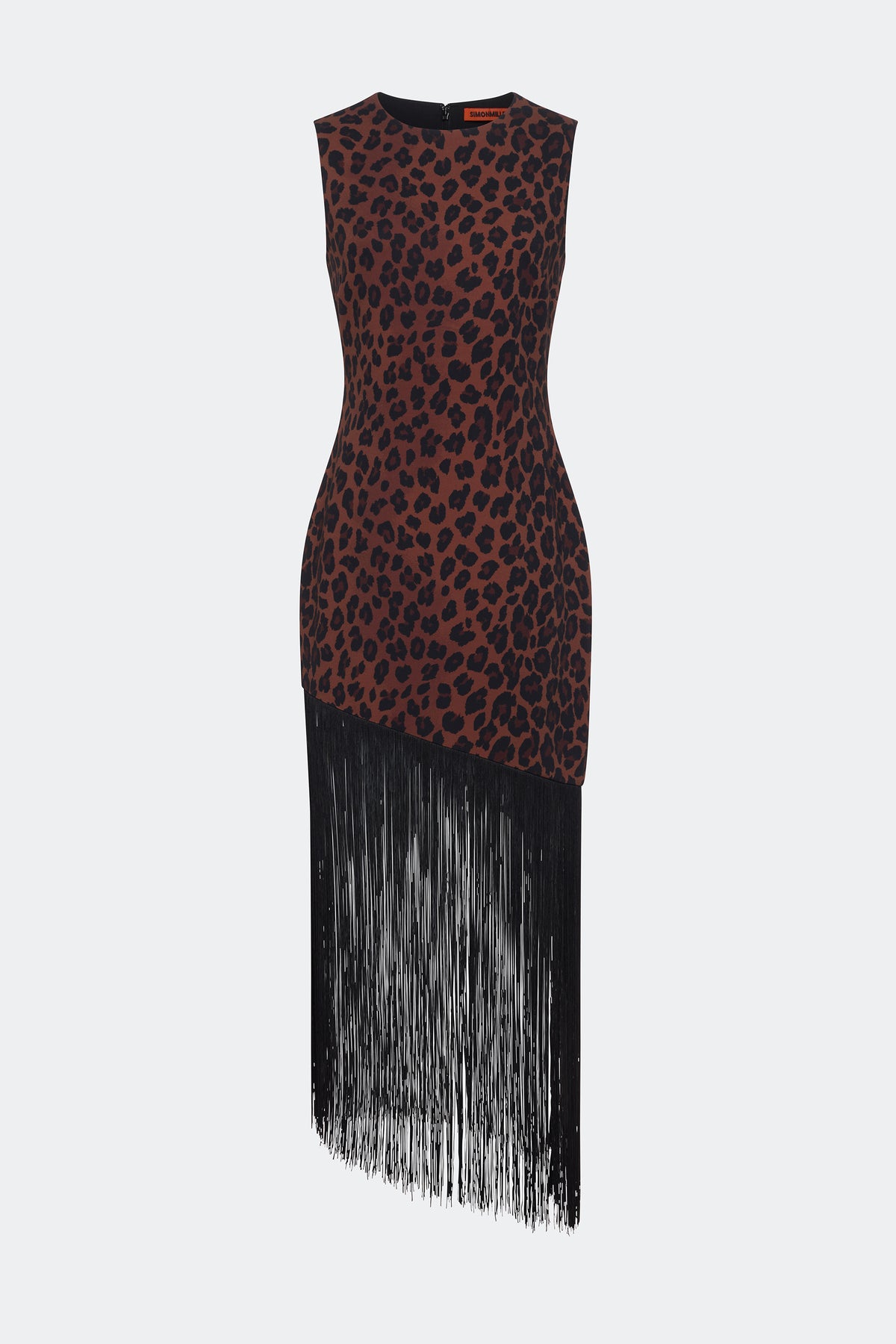 Casablanca Fringe Dress In Choco Brown Leopard