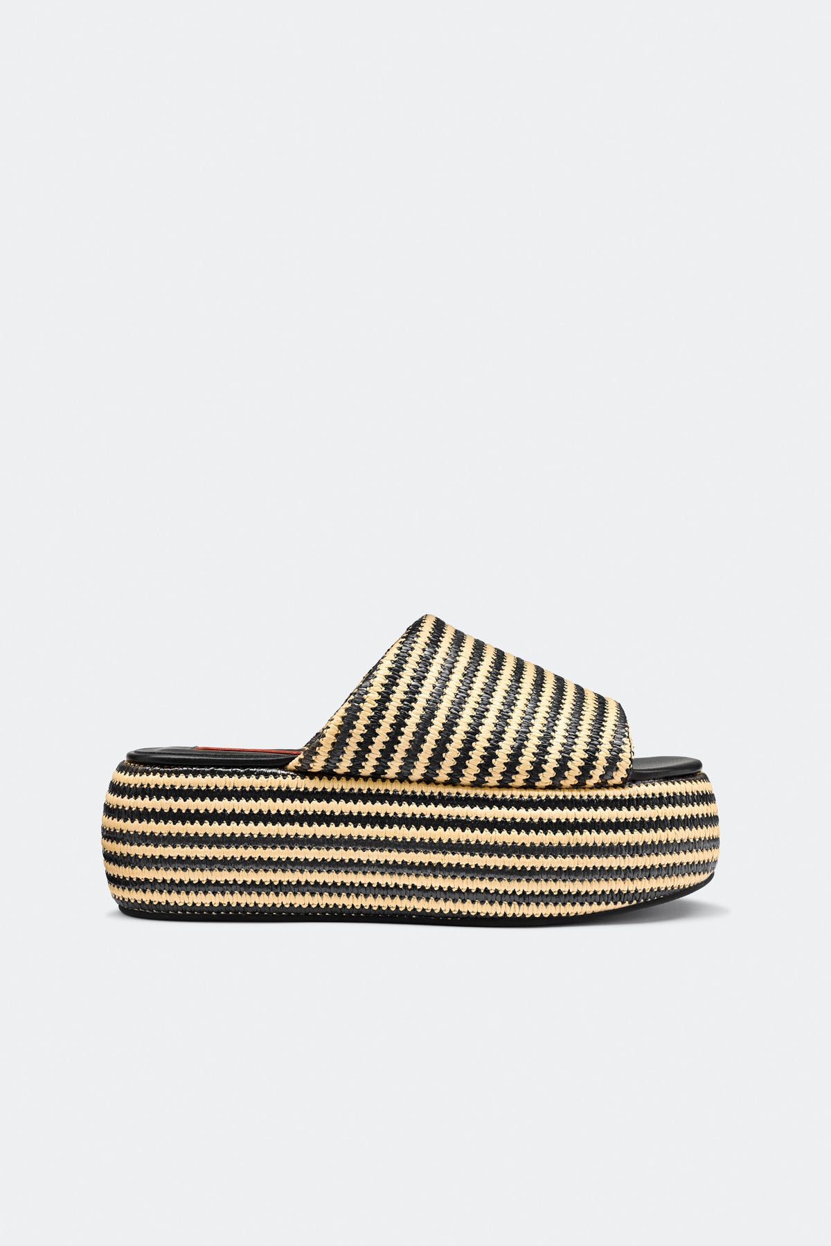 Stripe Raffia Cloudy Platform in Black/White Micro Stripe