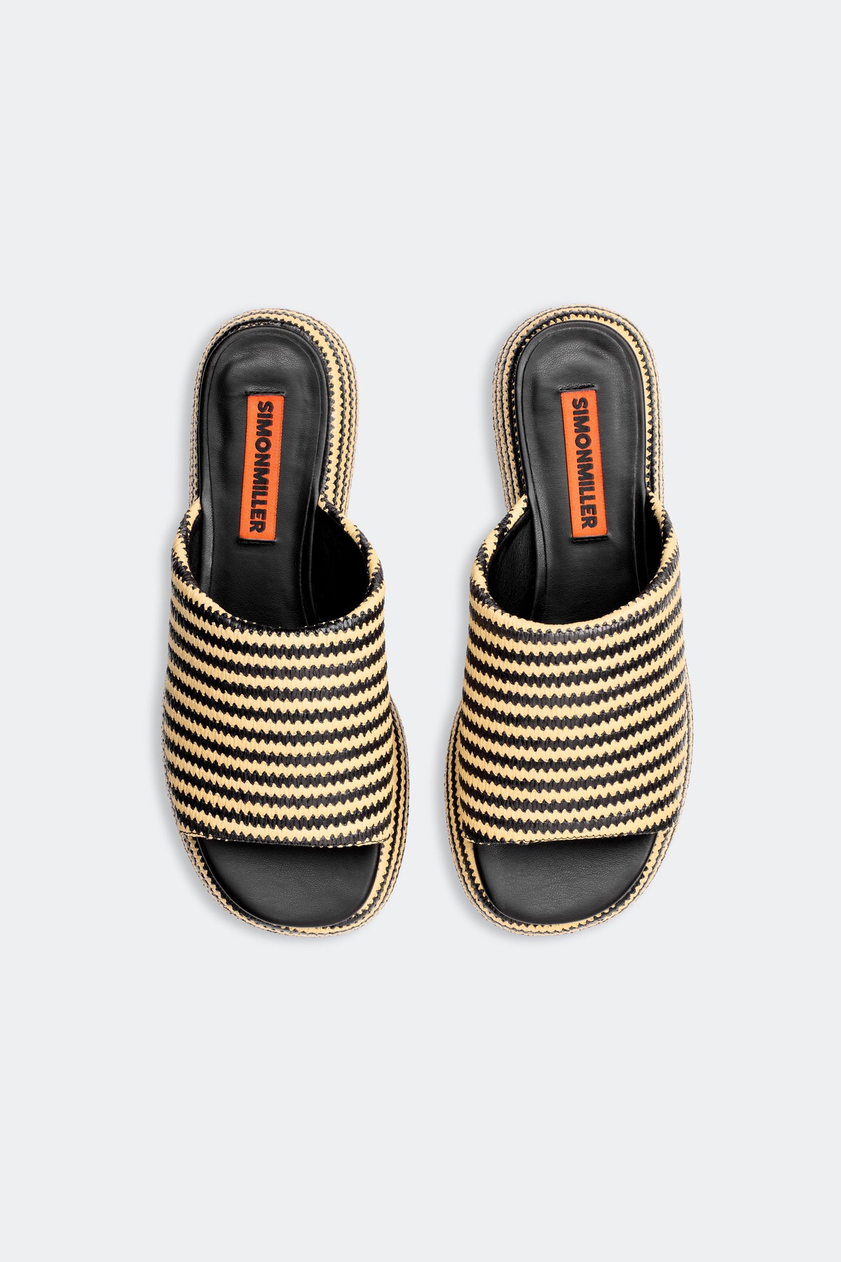 Stripe Raffia Cloudy Platform in Black/White Micro Stripe