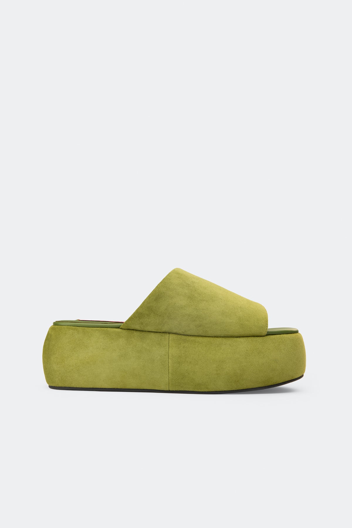 Suede Cloudy Platform In Moss Green