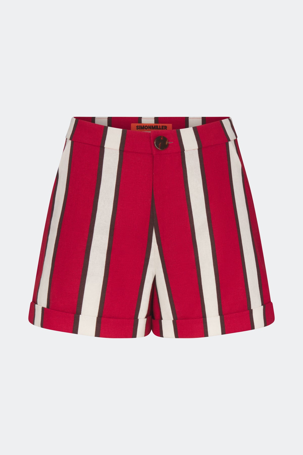 Como Linen Shorts in Venetian Red Stripe