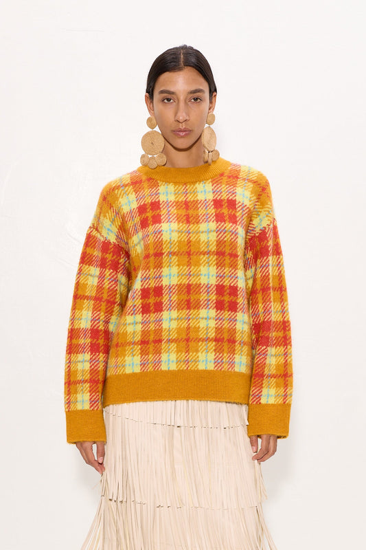 Calder Knit Sweater In Solar Plaid