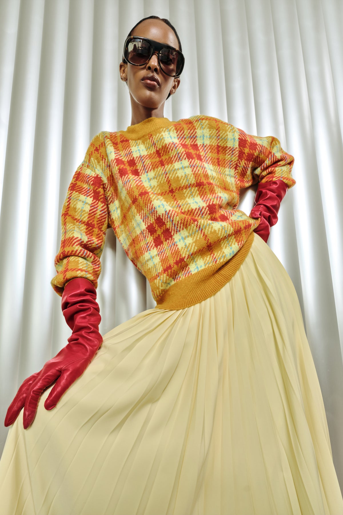 Calder Knit Sweater In Solar Plaid