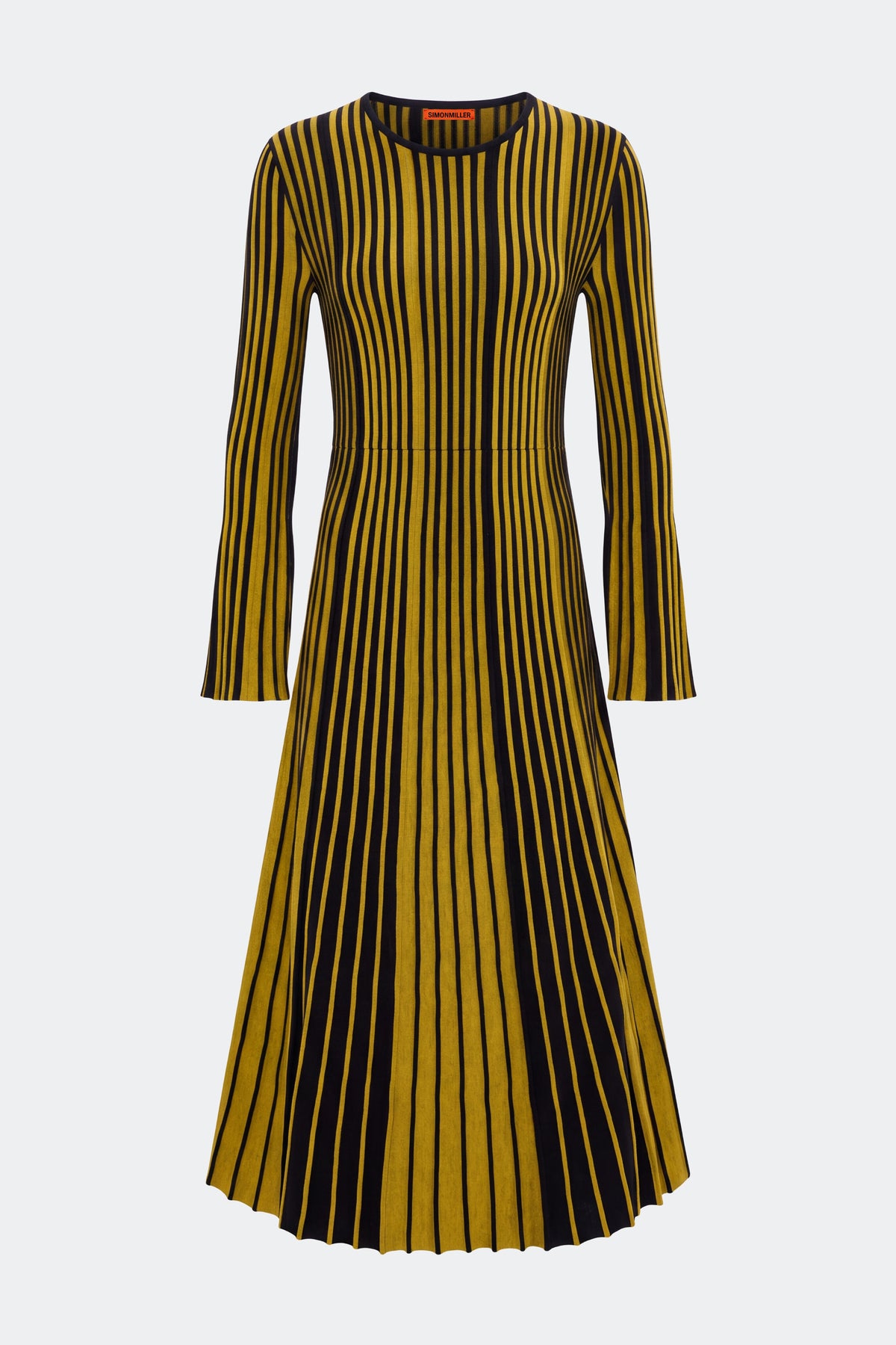 Celia Knit Dress In Melange Mustard/Black Rib