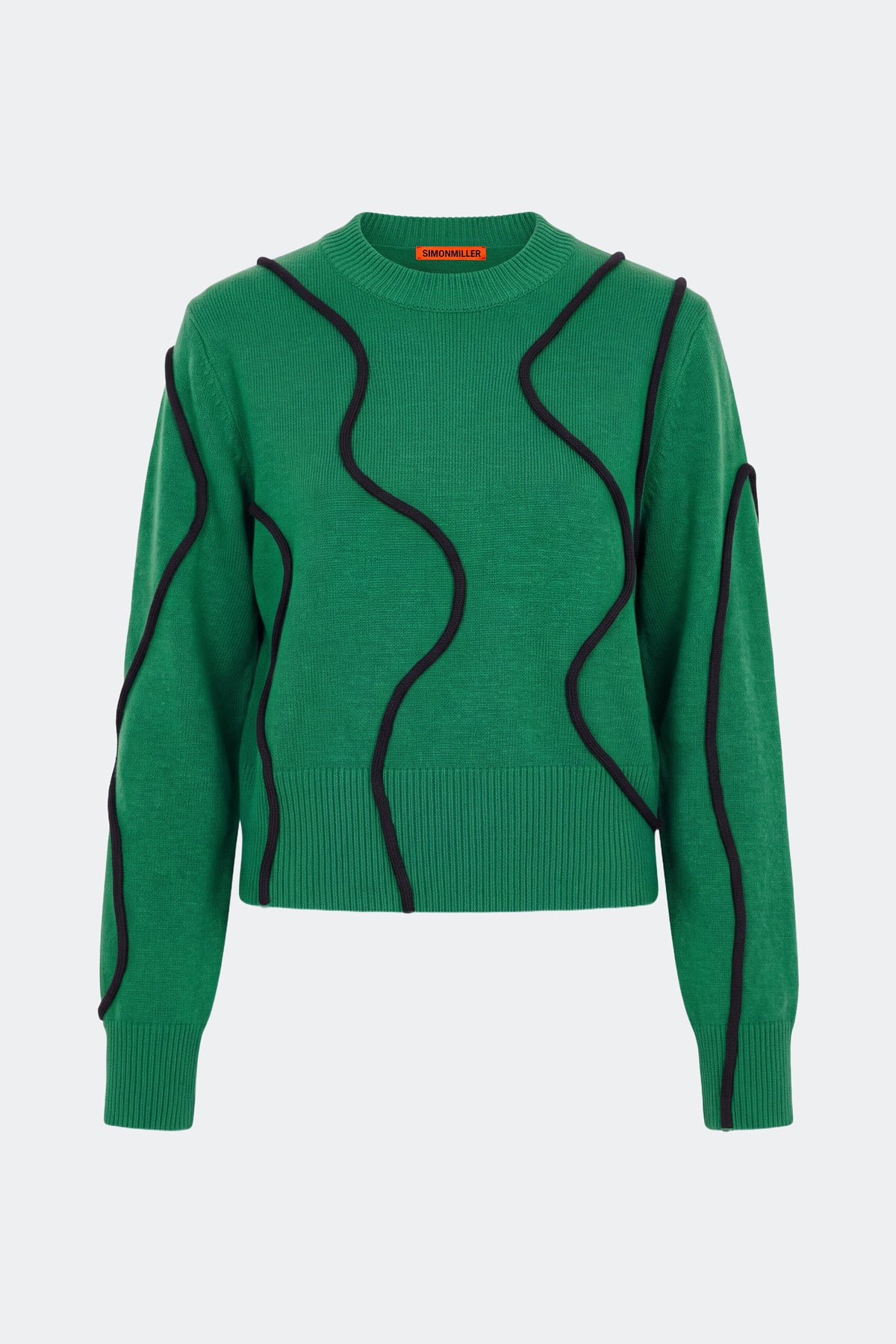 Cher Squiggle Sweater In Grass Green/Black