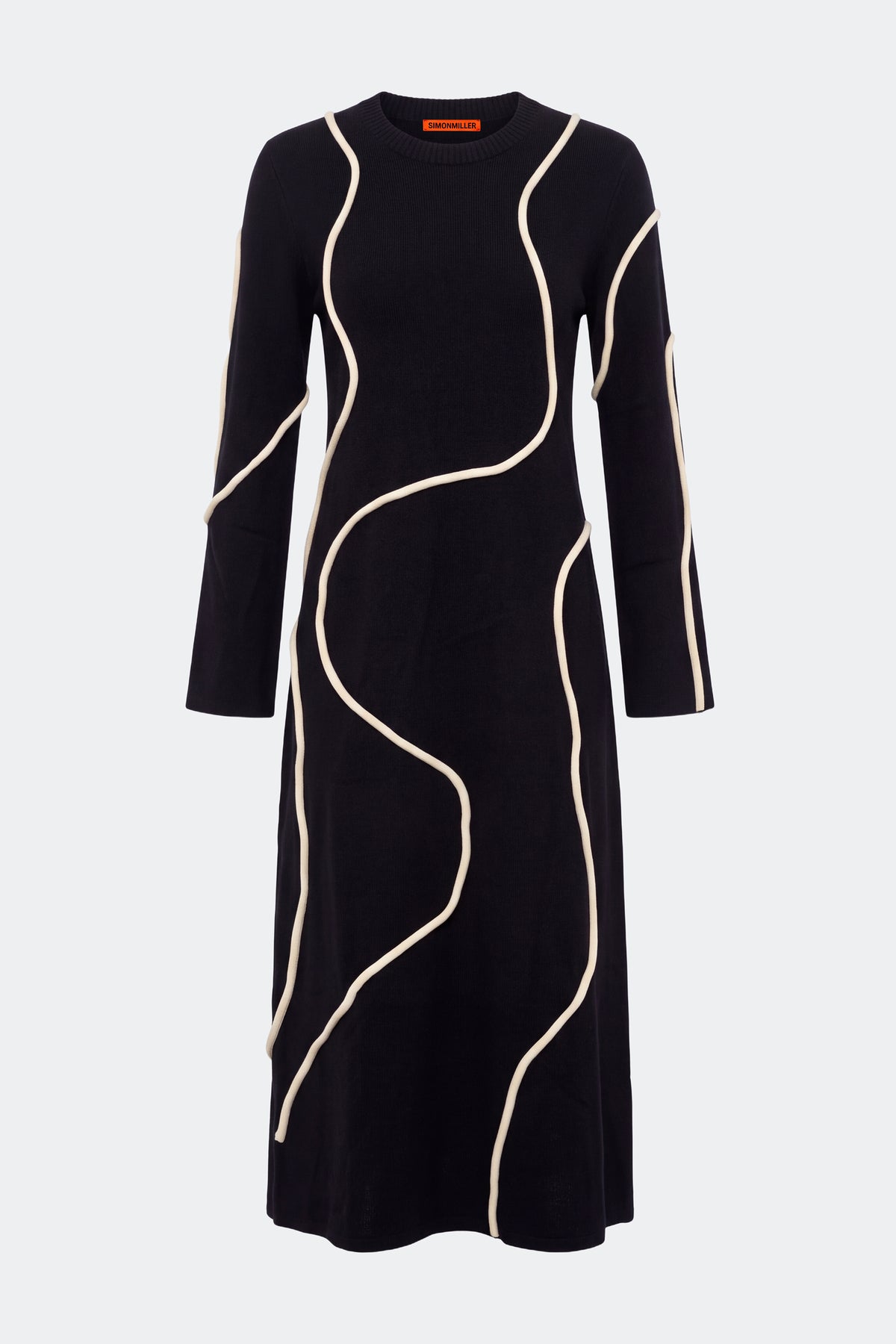 Codi Squiggle Sweater Dress In Black/Cream