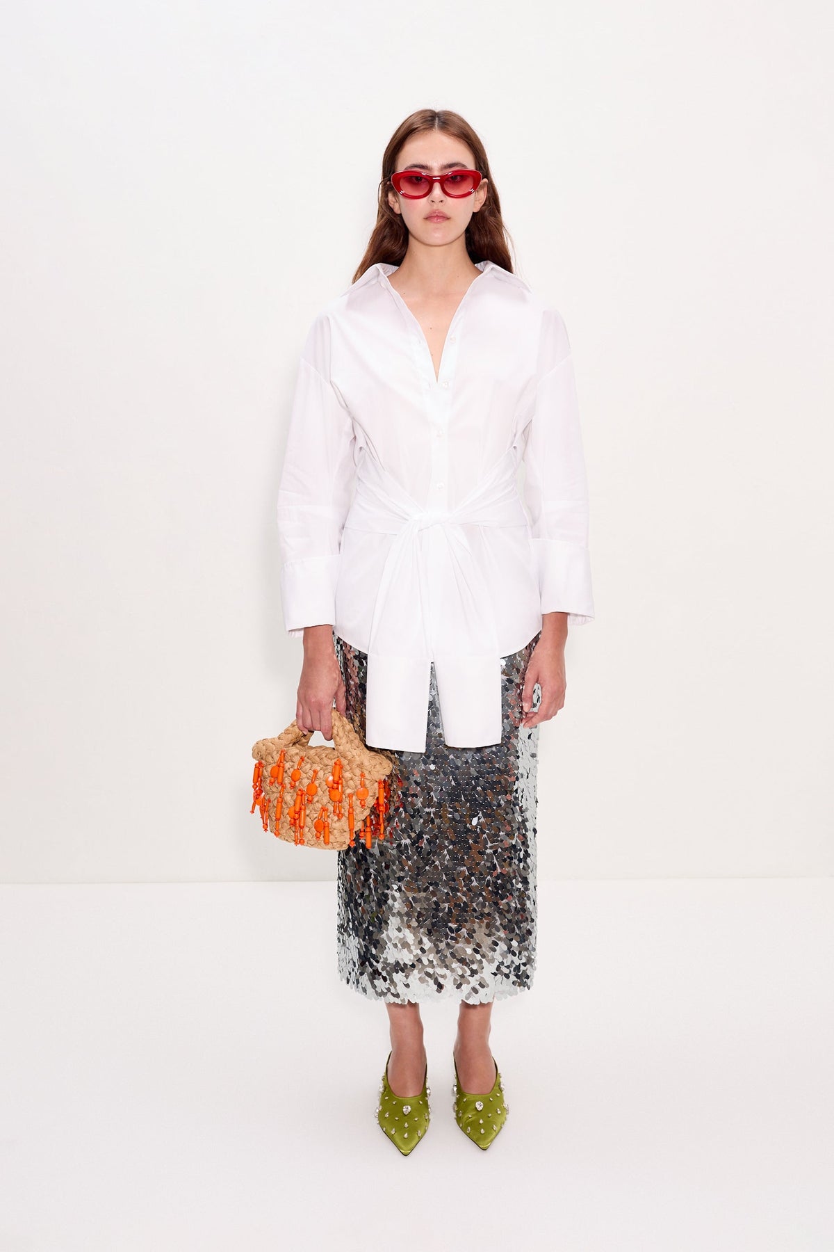 Mia Sequin Skirt In Satelitte Silver
