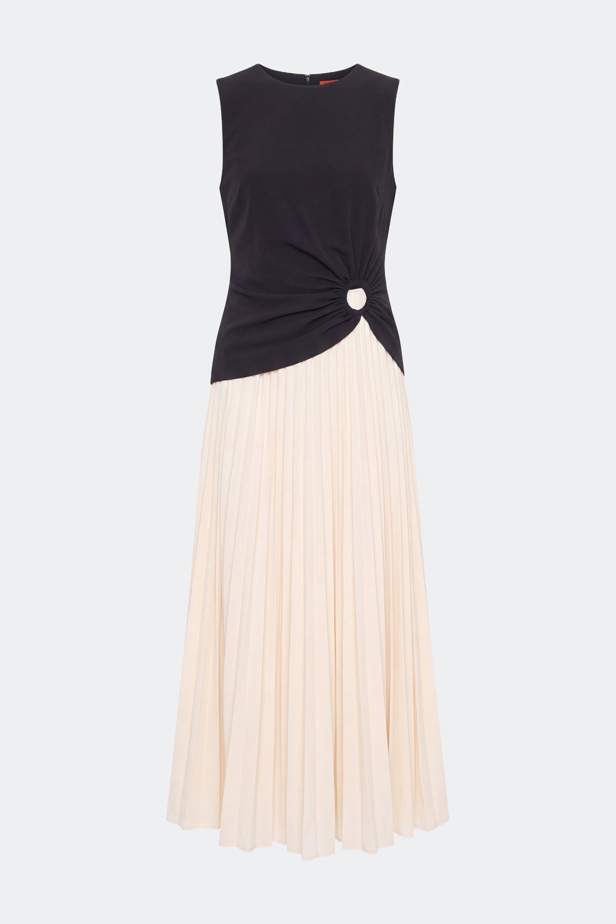 Cori Pleated Dress In Black/Macadamia